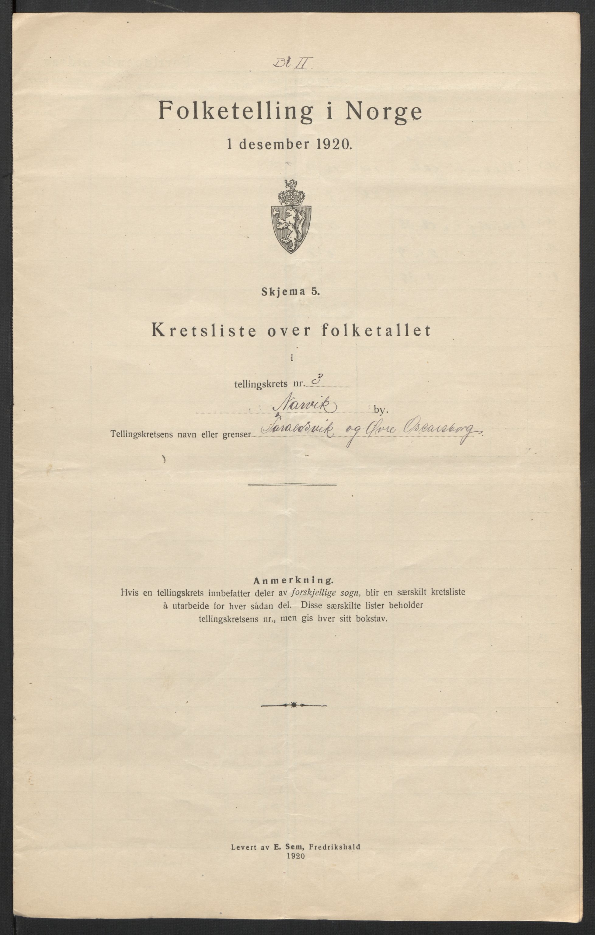 SAT, 1920 census for Narvik, 1920, p. 21