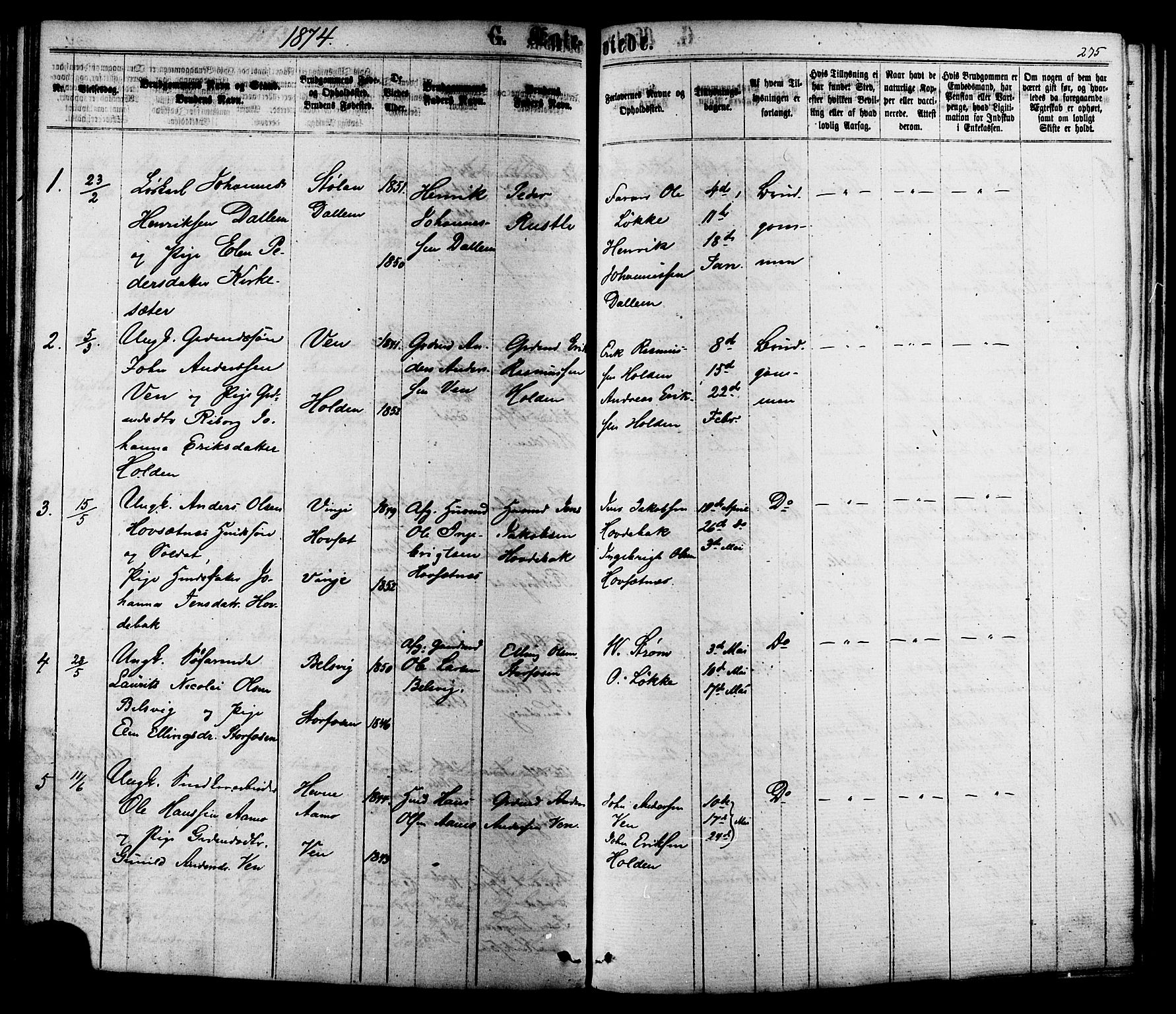 Ministerialprotokoller, klokkerbøker og fødselsregistre - Sør-Trøndelag, SAT/A-1456/630/L0495: Parish register (official) no. 630A08, 1868-1878, p. 275