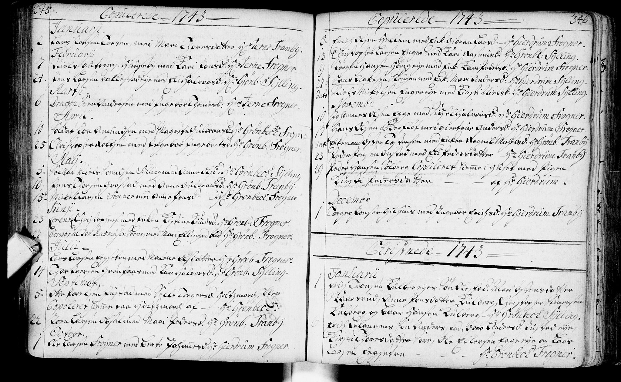 Lier kirkebøker, AV/SAKO-A-230/F/Fa/L0003: Parish register (official) no. I 3, 1727-1748, p. 345-346