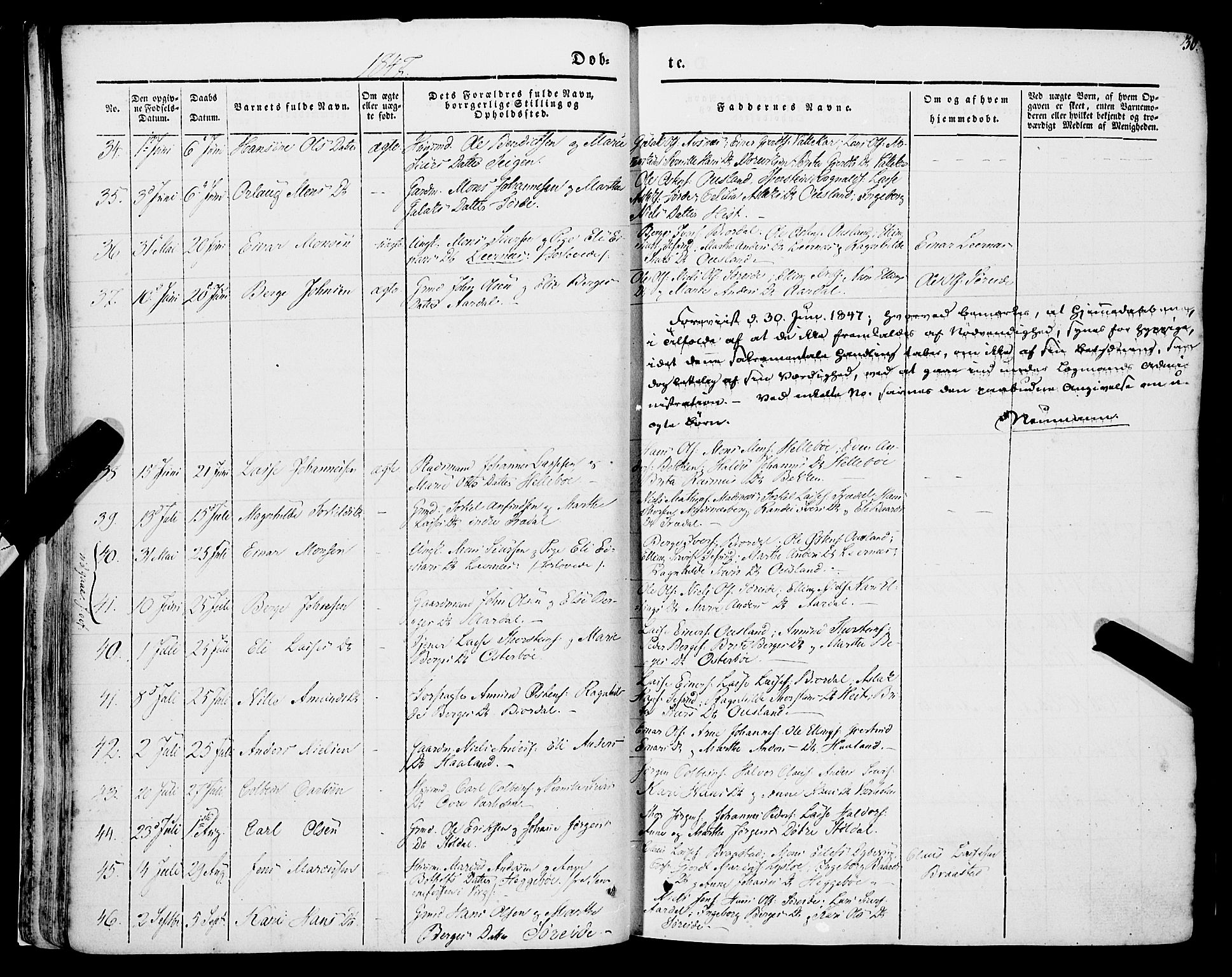 Lavik sokneprestembete, AV/SAB-A-80901: Parish register (official) no. A 3, 1843-1863, p. 30