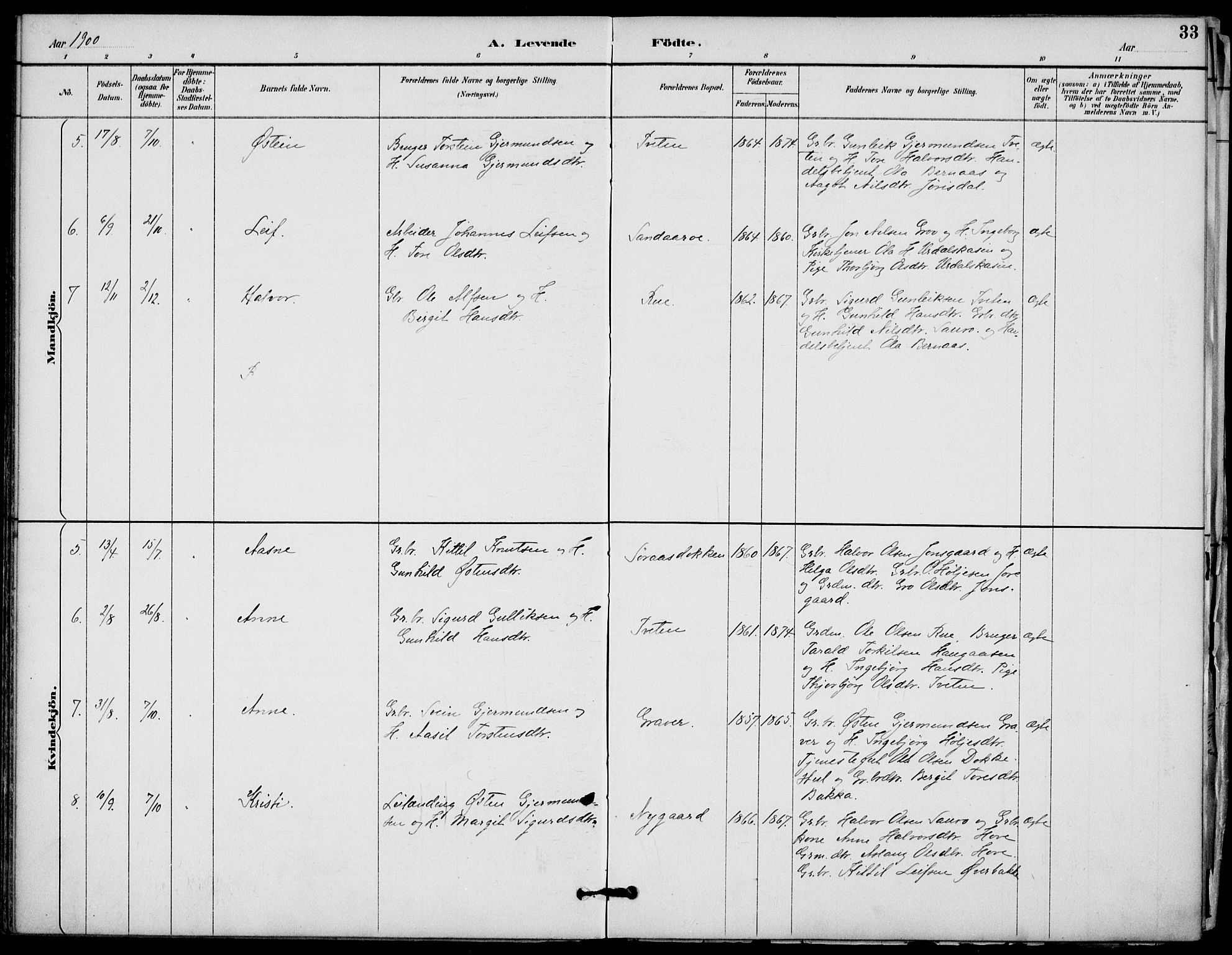 Gransherad kirkebøker, SAKO/A-267/F/Fb/L0005: Parish register (official) no. II 5, 1887-1916, p. 33