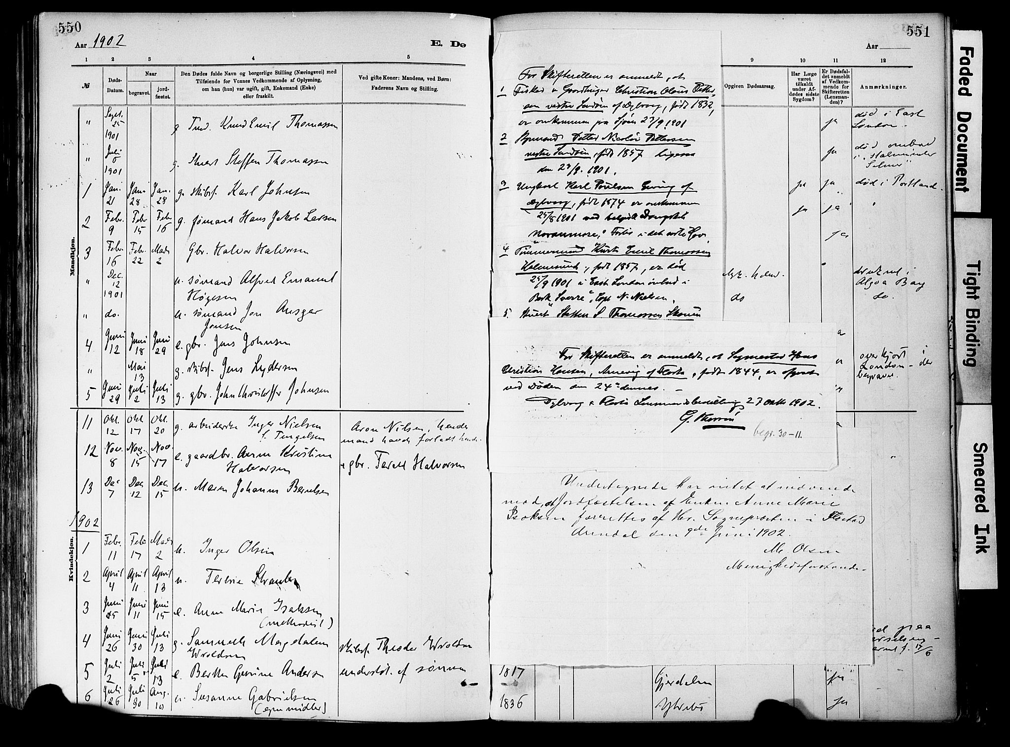 Dypvåg sokneprestkontor, SAK/1111-0007/F/Fa/Fab/L0001: Parish register (official) no. A 1, 1885-1912, p. 550-551