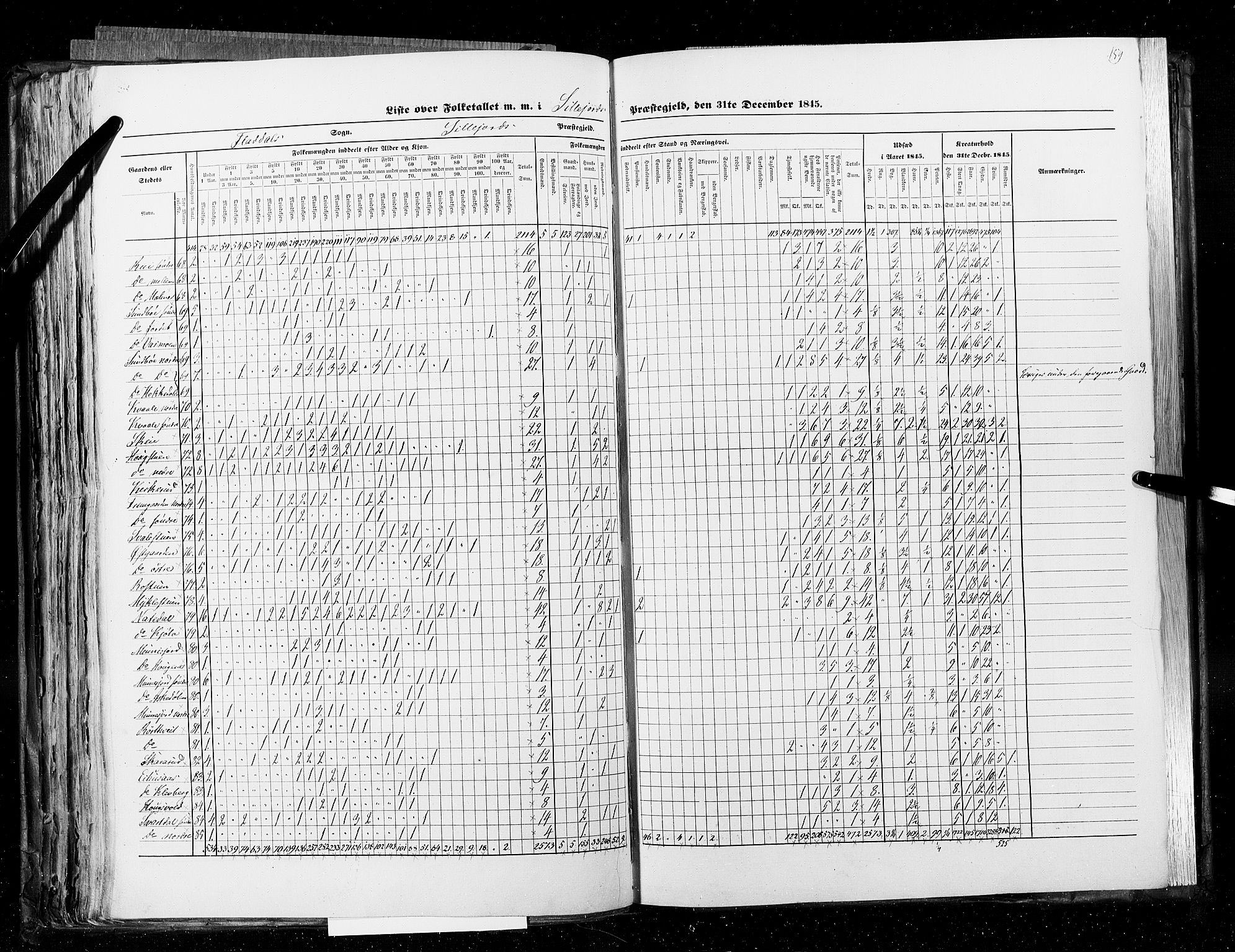 RA, Census 1845, vol. 5: Bratsberg amt og Nedenes og Råbyggelaget amt, 1845, p. 159