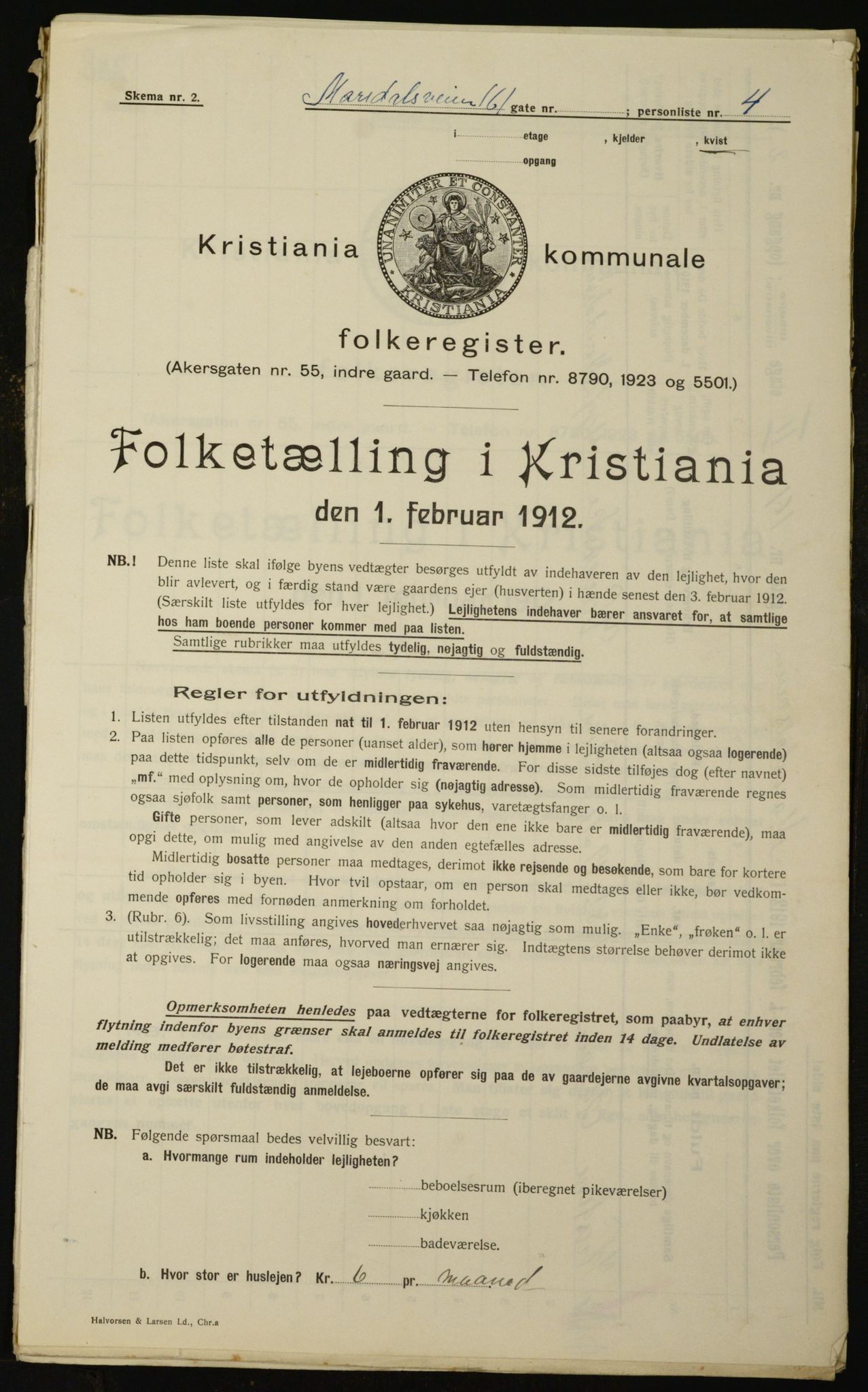 OBA, Municipal Census 1912 for Kristiania, 1912, p. 62633