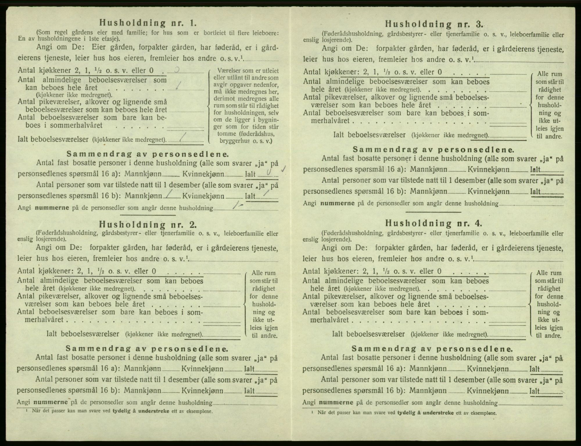 SAB, 1920 census for Odda, 1920, p. 1264