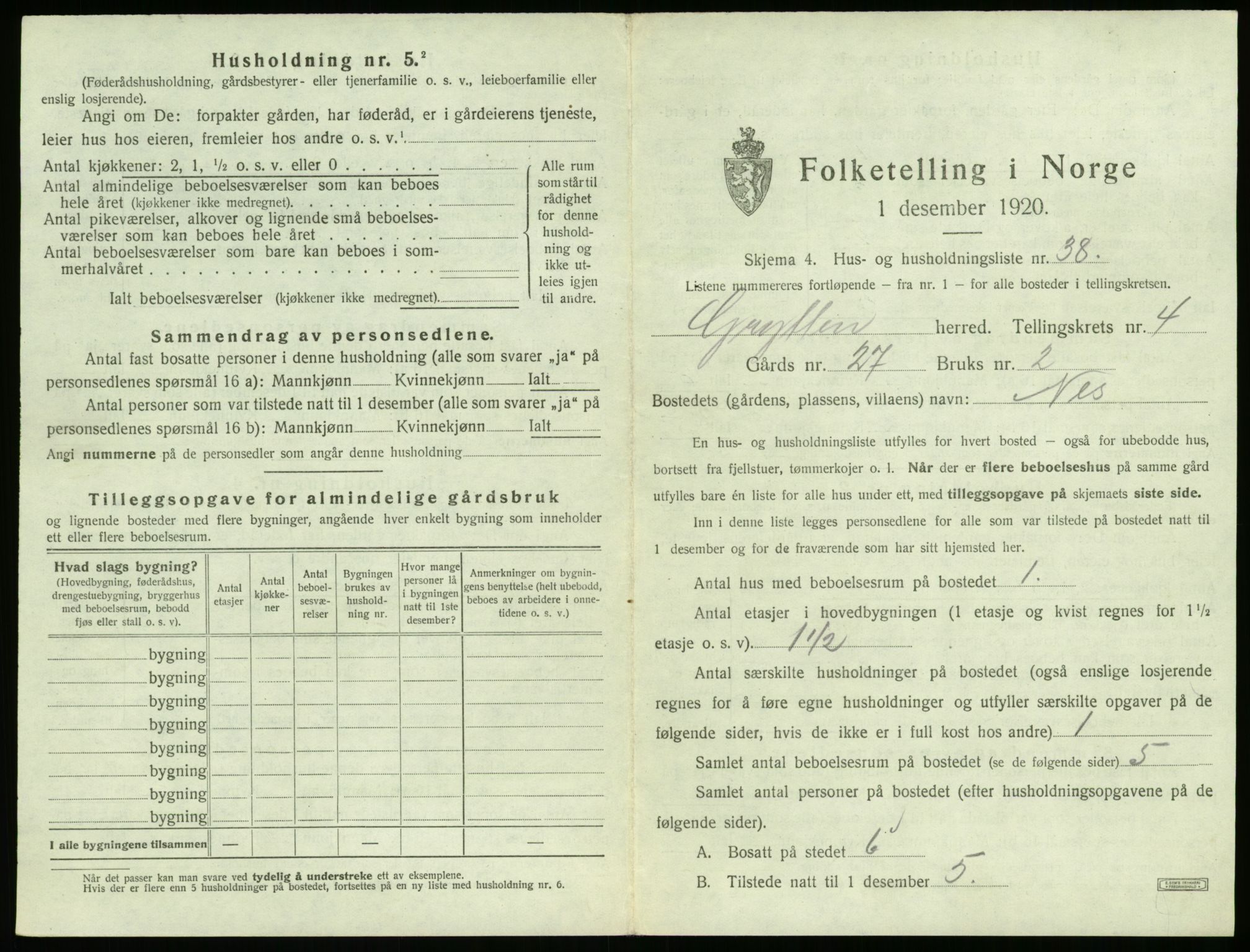 SAT, 1920 census for Grytten, 1920, p. 432