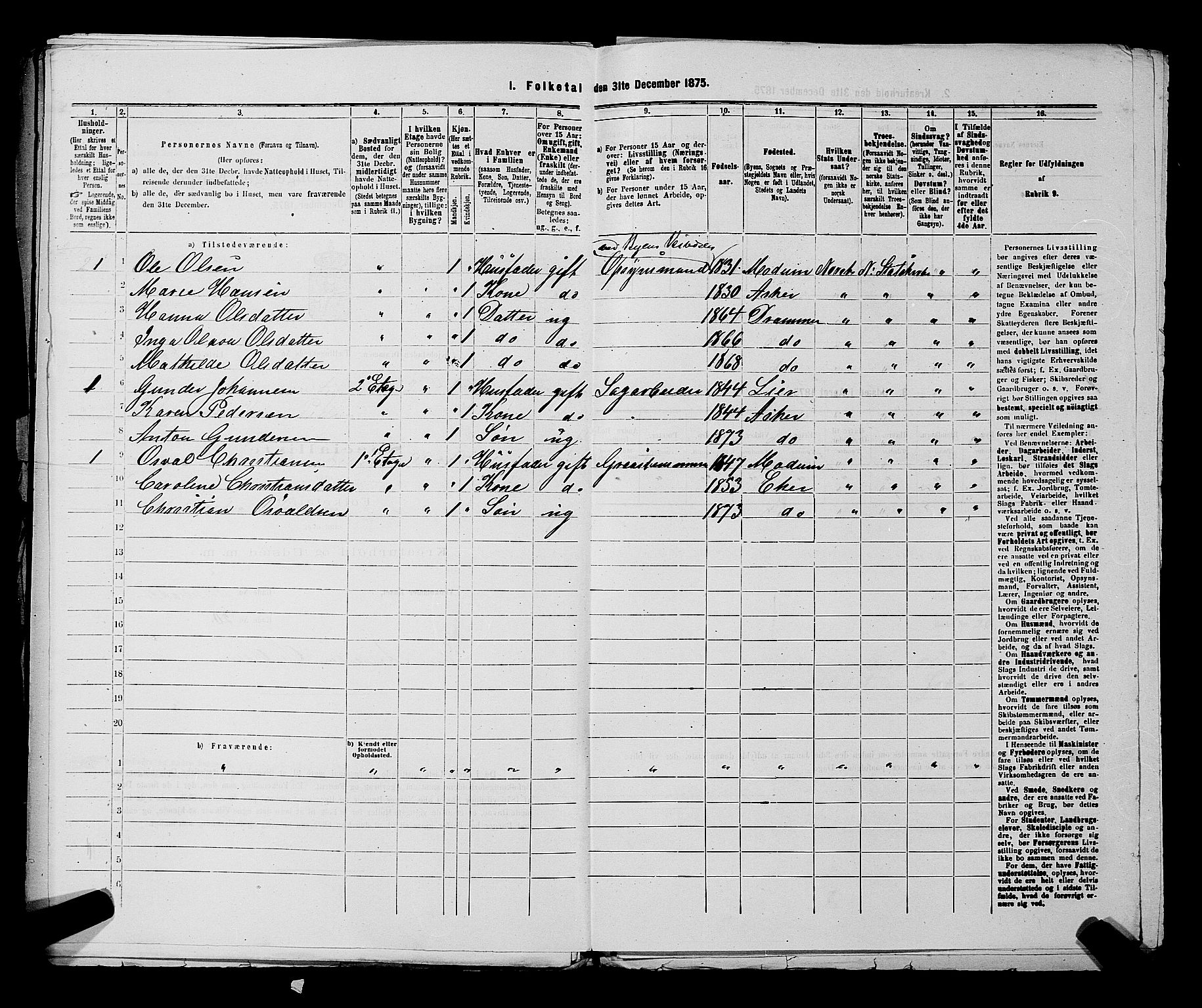 SAKO, 1875 census for 0602 Drammen, 1875, p. 2100