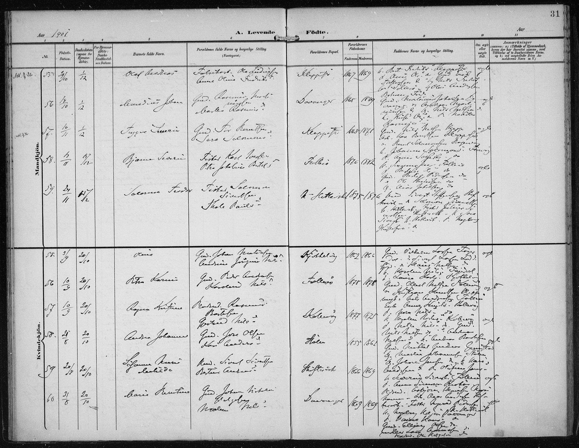 Askøy Sokneprestembete, SAB/A-74101/H/Ha/Haa/Haac/L0001: Parish register (official) no. C 1, 1899-1905, p. 31