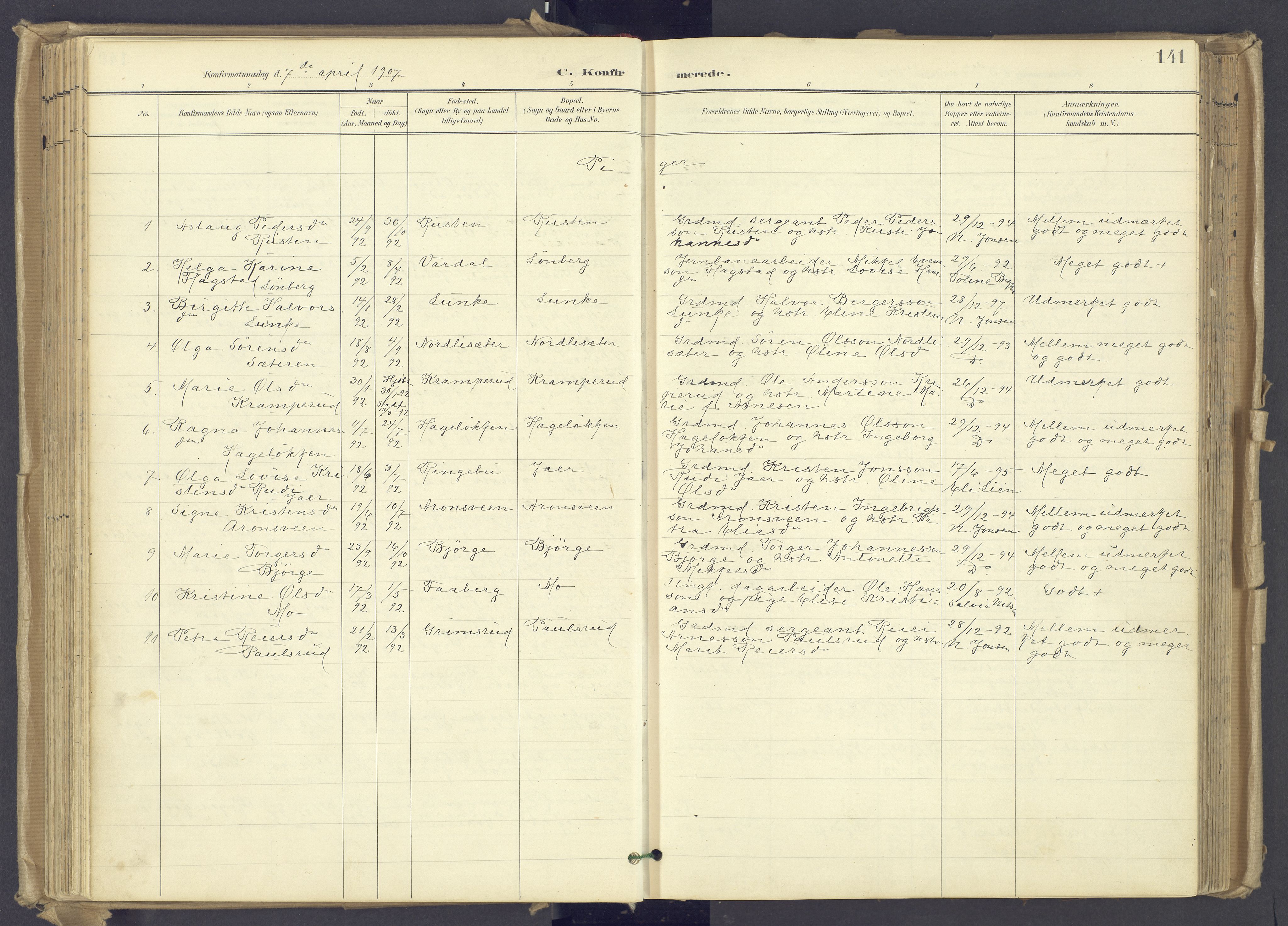 Øyer prestekontor, AV/SAH-PREST-084/H/Ha/Haa/L0012: Parish register (official) no. 12, 1897-1920, p. 141