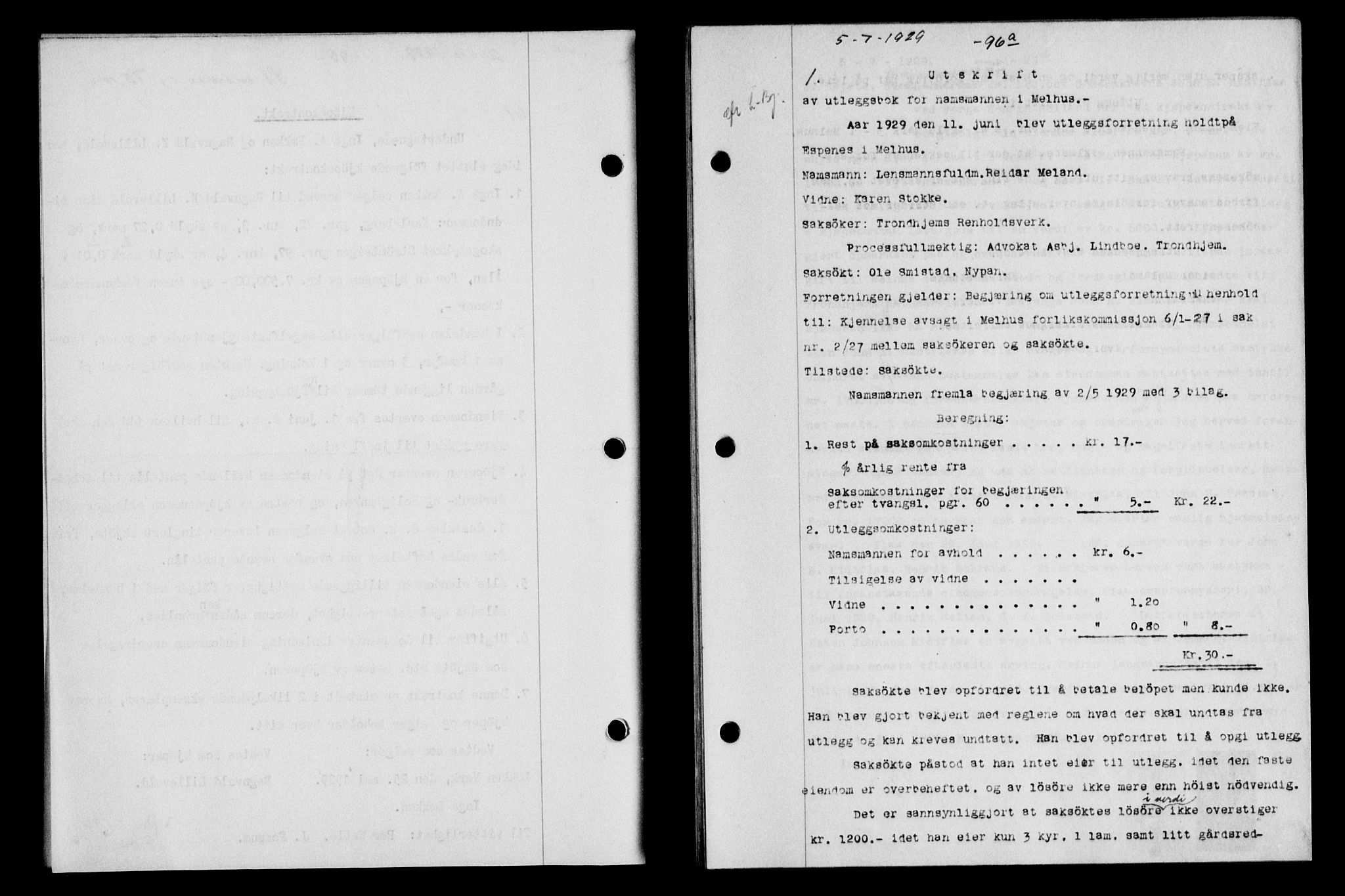 Gauldal sorenskriveri, AV/SAT-A-0014/1/2/2C/L0038: Mortgage book no. 39, 1929-1930, Deed date: 05.07.1929