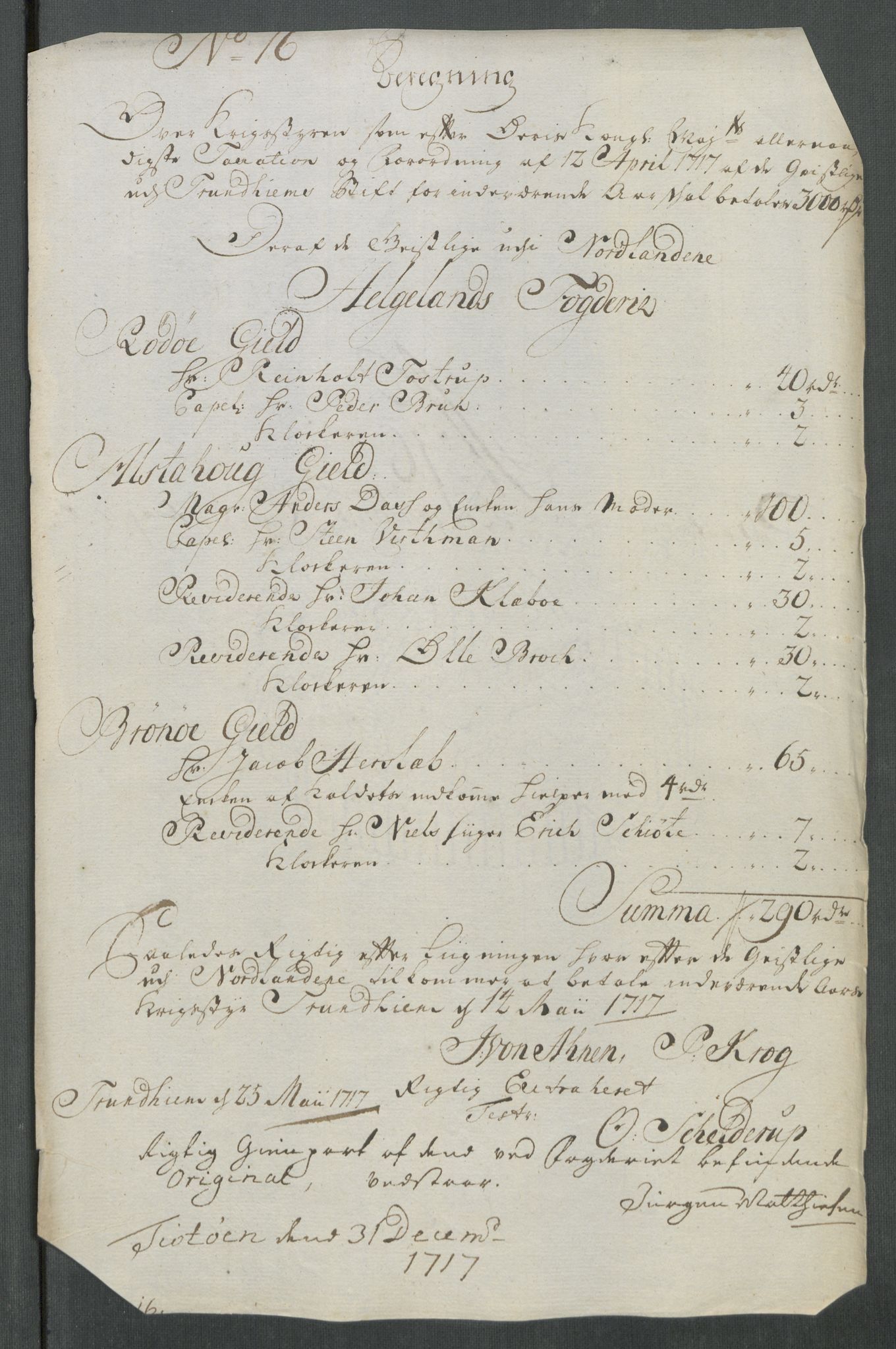 Rentekammeret inntil 1814, Reviderte regnskaper, Fogderegnskap, RA/EA-4092/R65/L4515: Fogderegnskap Helgeland, 1717, p. 239