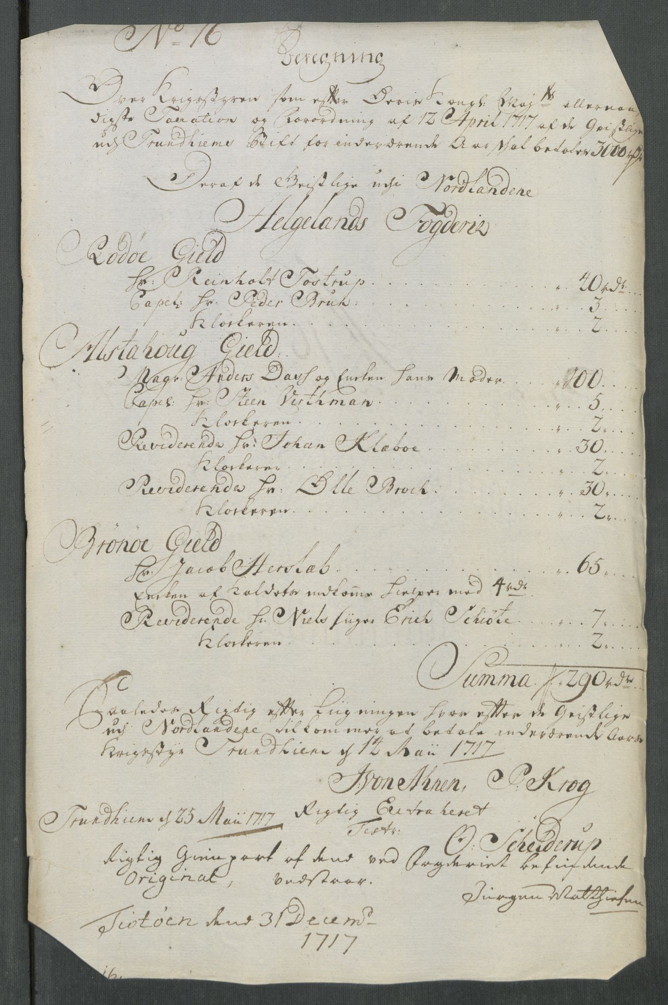 Rentekammeret inntil 1814, Reviderte regnskaper, Fogderegnskap, AV/RA-EA-4092/R65/L4515: Fogderegnskap Helgeland, 1717, p. 239