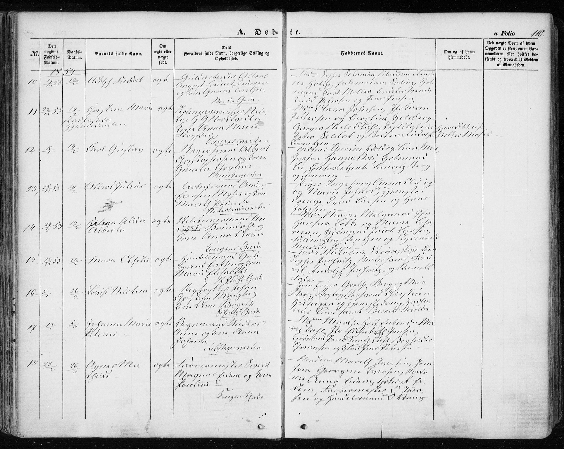 Ministerialprotokoller, klokkerbøker og fødselsregistre - Sør-Trøndelag, SAT/A-1456/601/L0051: Parish register (official) no. 601A19, 1848-1857, p. 110