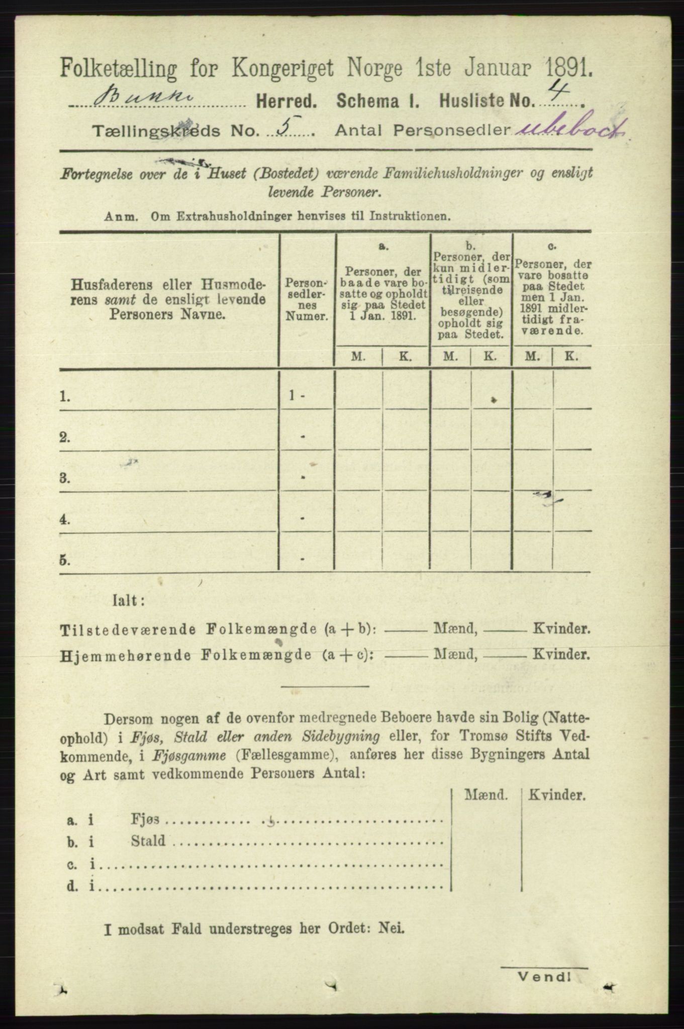 RA, 1891 census for 1045 Bakke, 1891, p. 1066