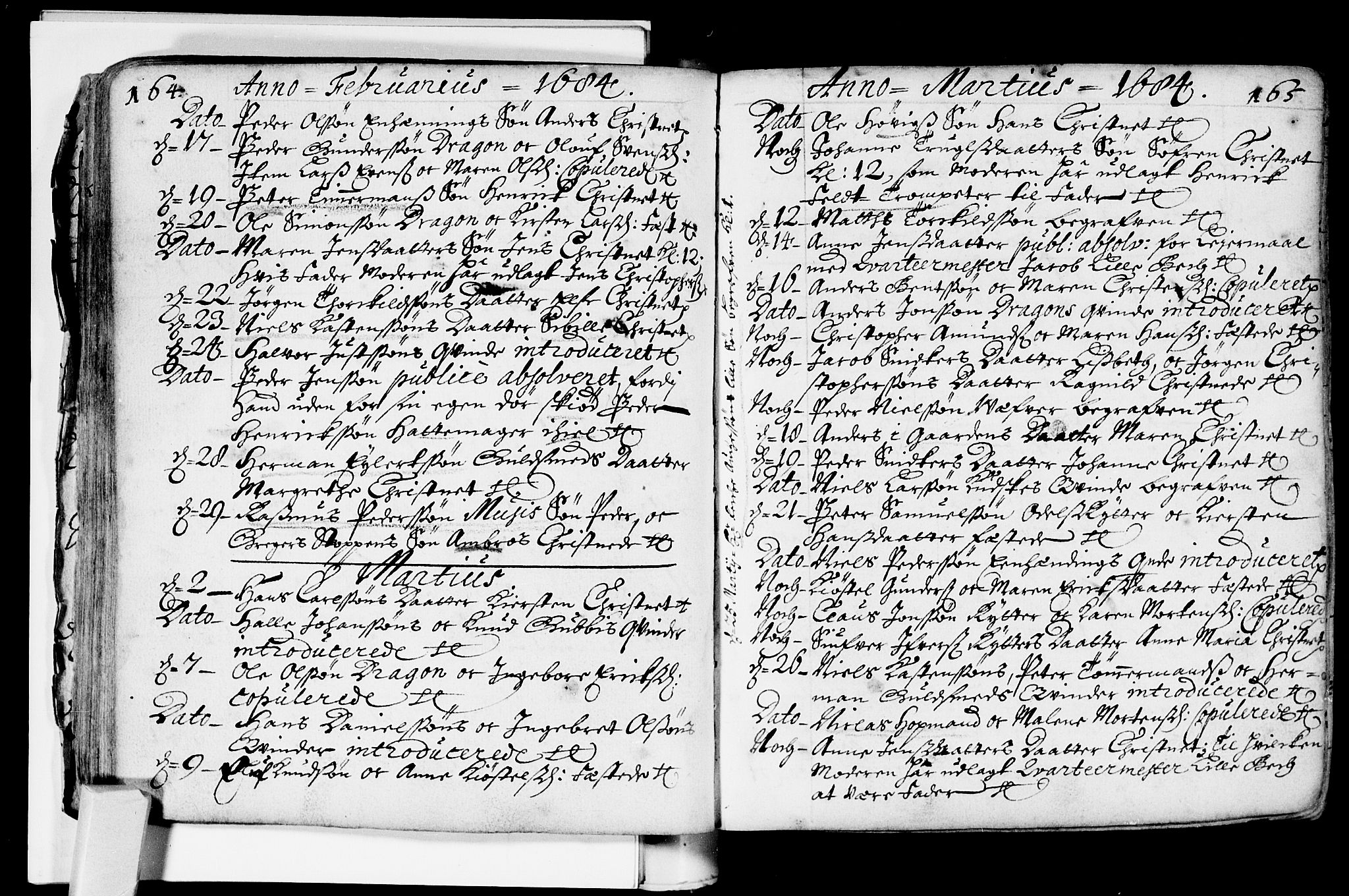 Bragernes kirkebøker, SAKO/A-6/F/Fa/L0002: Parish register (official) no. I 2, 1680-1705, p. 164-165