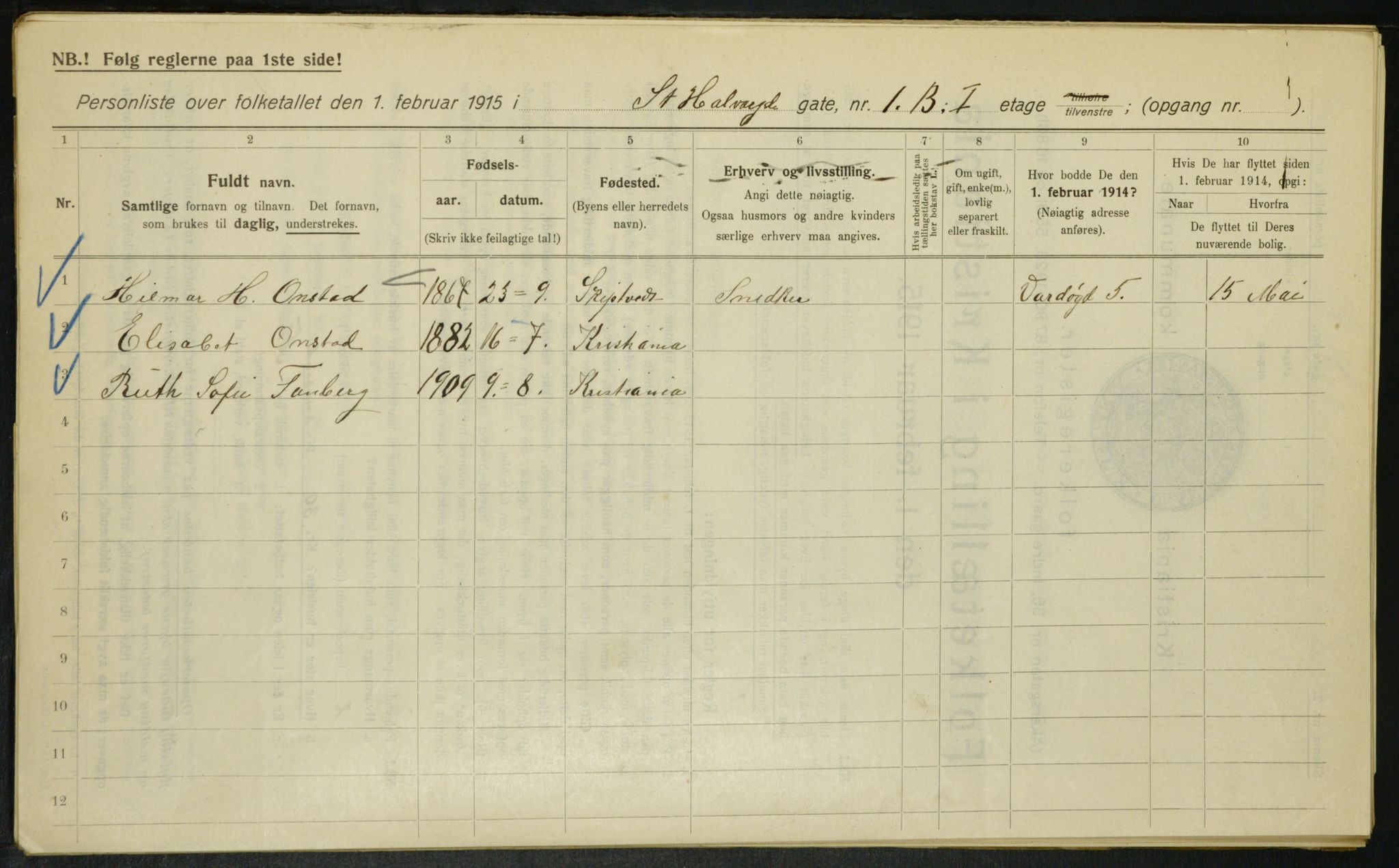 OBA, Municipal Census 1915 for Kristiania, 1915, p. 87059