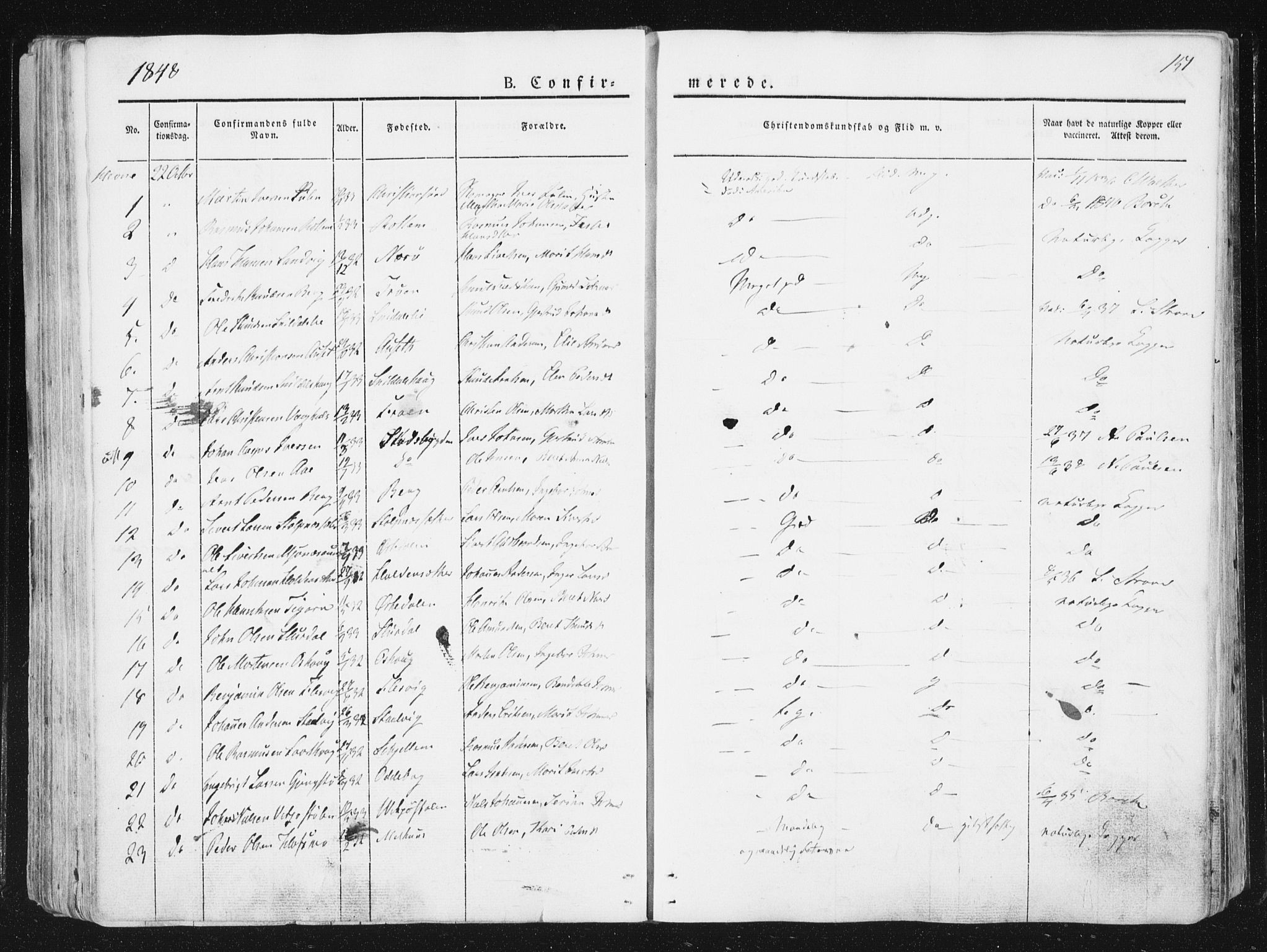 Ministerialprotokoller, klokkerbøker og fødselsregistre - Sør-Trøndelag, SAT/A-1456/630/L0493: Parish register (official) no. 630A06, 1841-1851, p. 151