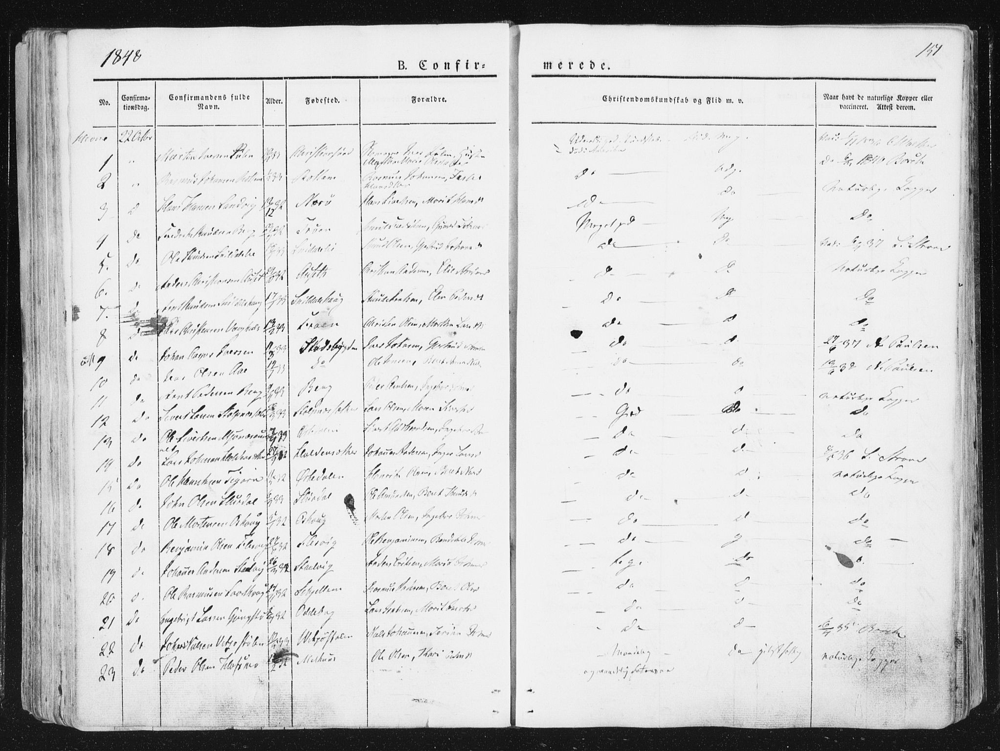 Ministerialprotokoller, klokkerbøker og fødselsregistre - Sør-Trøndelag, AV/SAT-A-1456/630/L0493: Parish register (official) no. 630A06, 1841-1851, p. 151