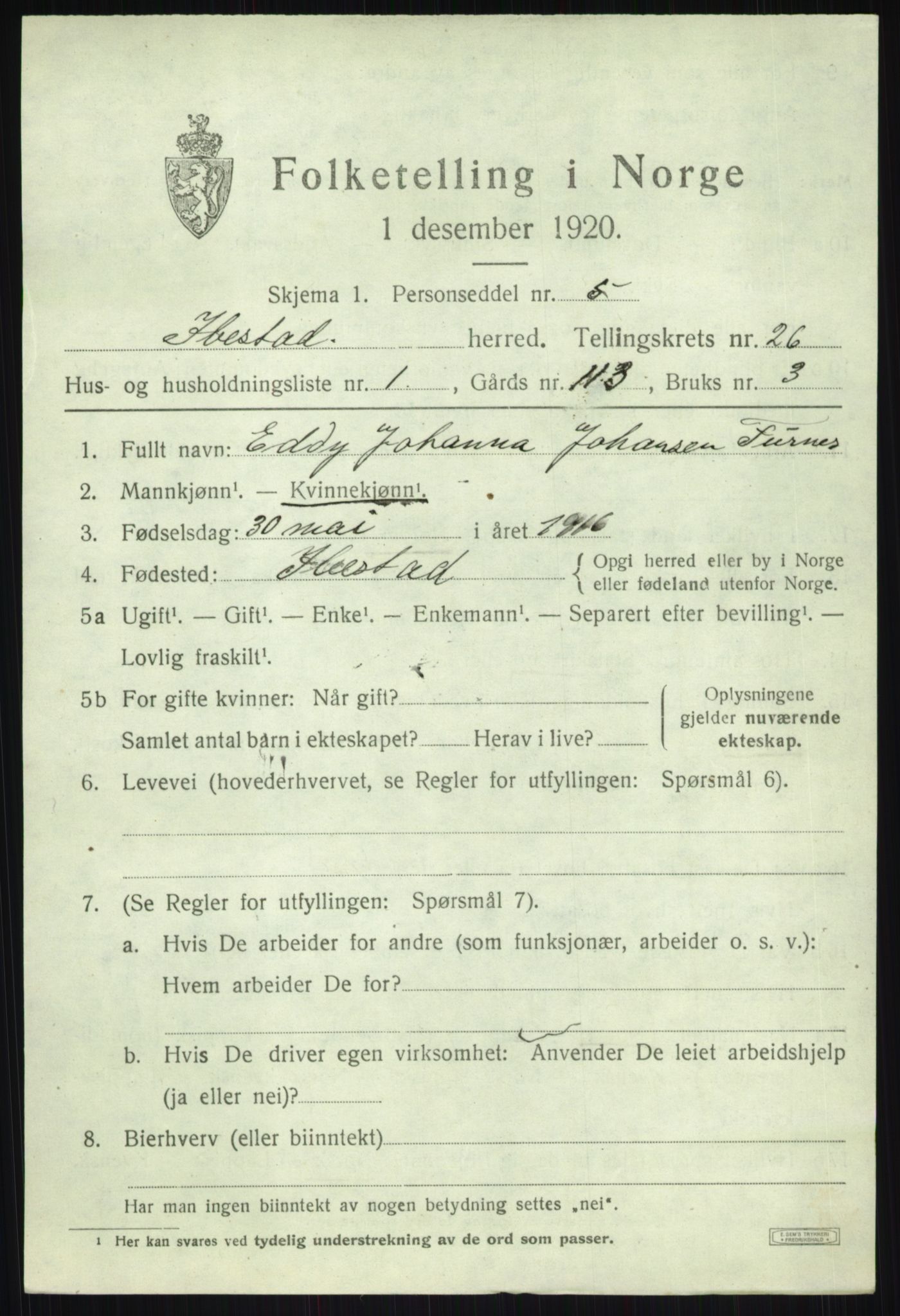 SATØ, 1920 census for Ibestad, 1920, p. 13655