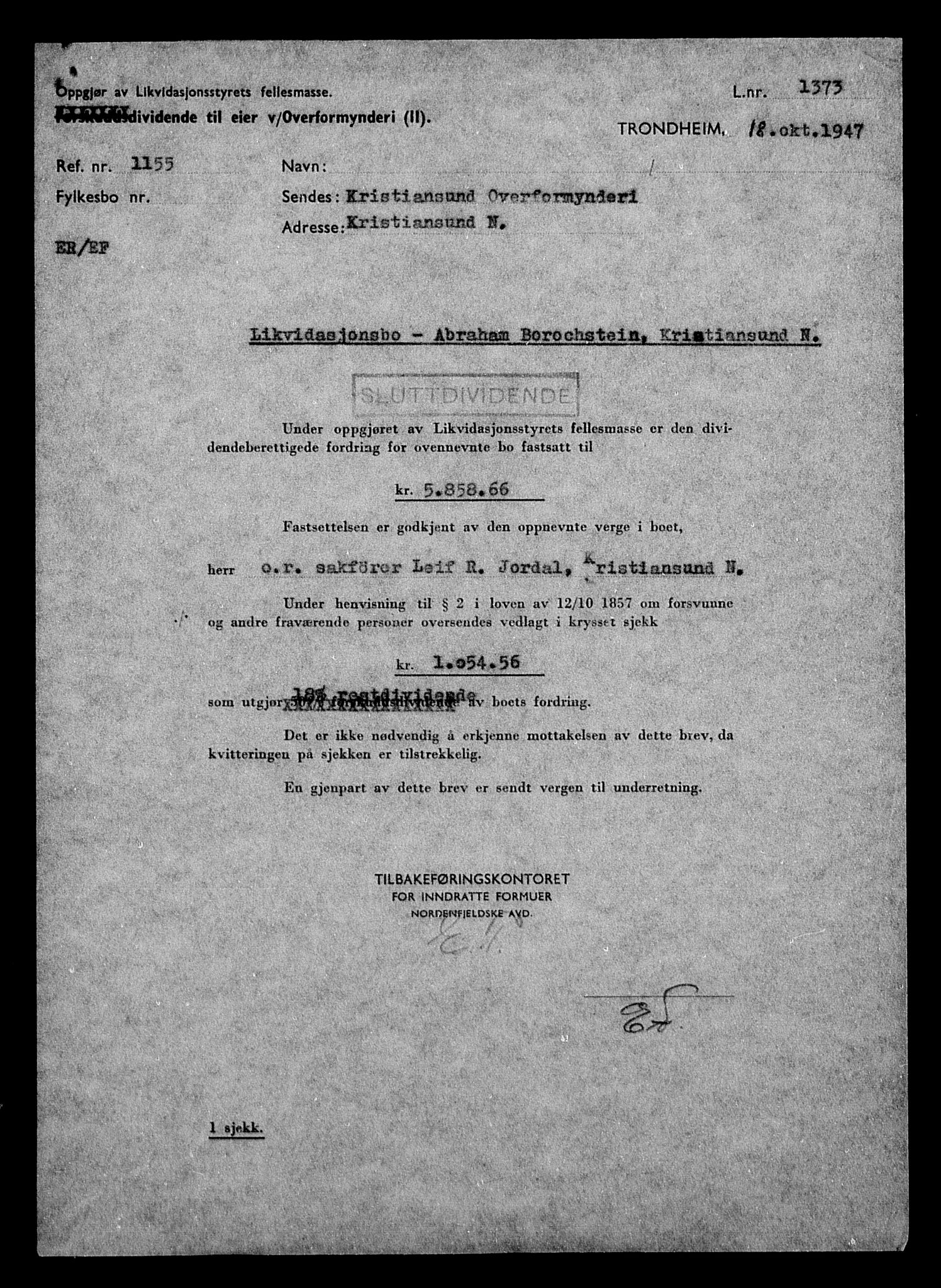 Justisdepartementet, Tilbakeføringskontoret for inndratte formuer, RA/S-1564/H/Hc/Hcb/L0910: --, 1945-1947, p. 357