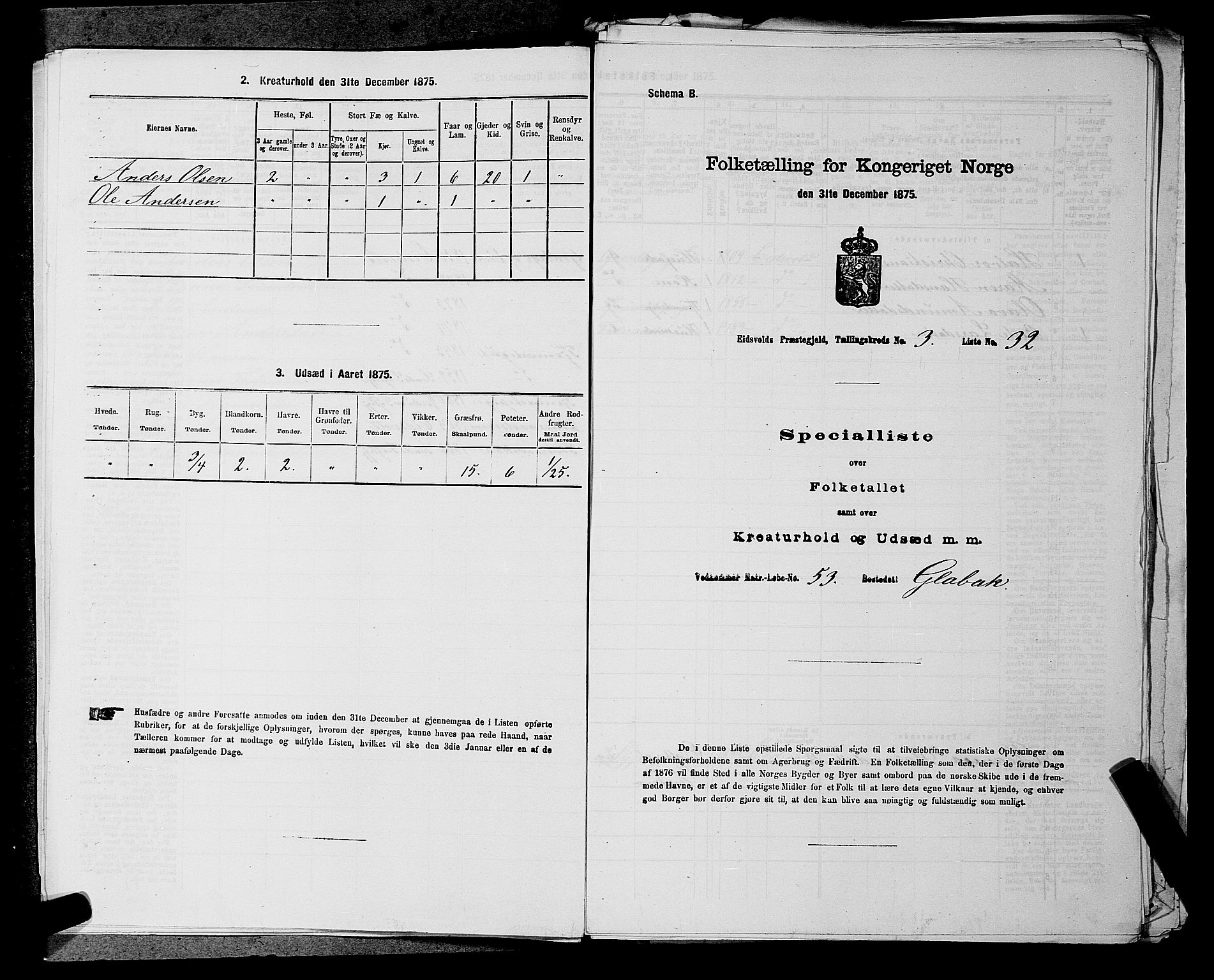 RA, 1875 census for 0237P Eidsvoll, 1875, p. 434