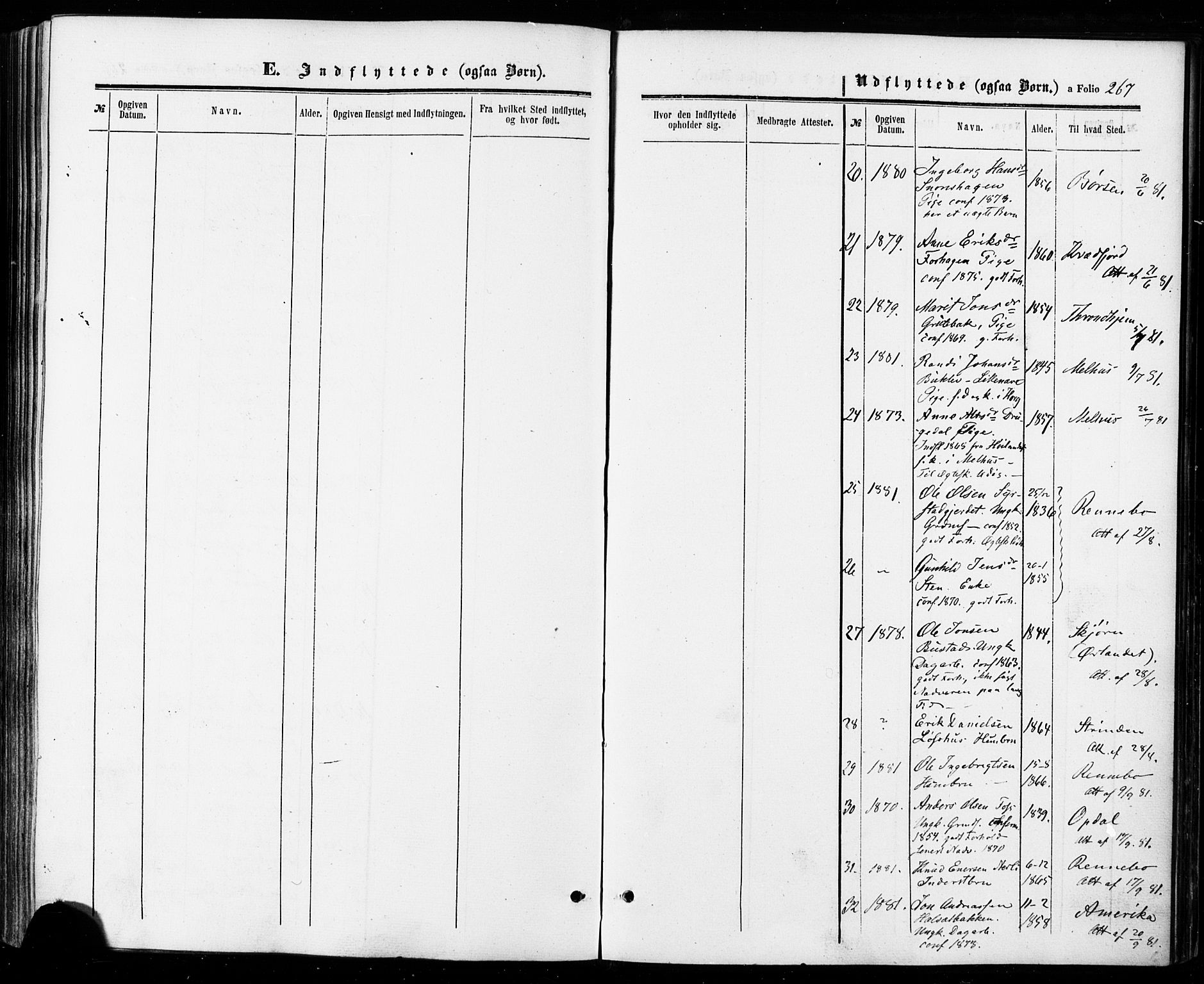 Ministerialprotokoller, klokkerbøker og fødselsregistre - Sør-Trøndelag, SAT/A-1456/672/L0856: Parish register (official) no. 672A08, 1861-1881, p. 267