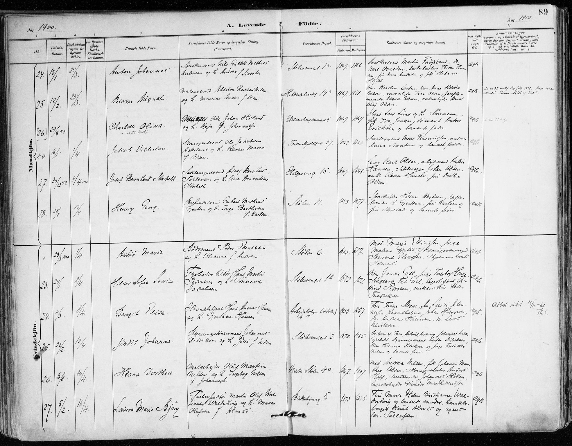 Mariakirken Sokneprestembete, AV/SAB-A-76901/H/Haa/L0008: Parish register (official) no. A 8, 1893-1942, p. 89