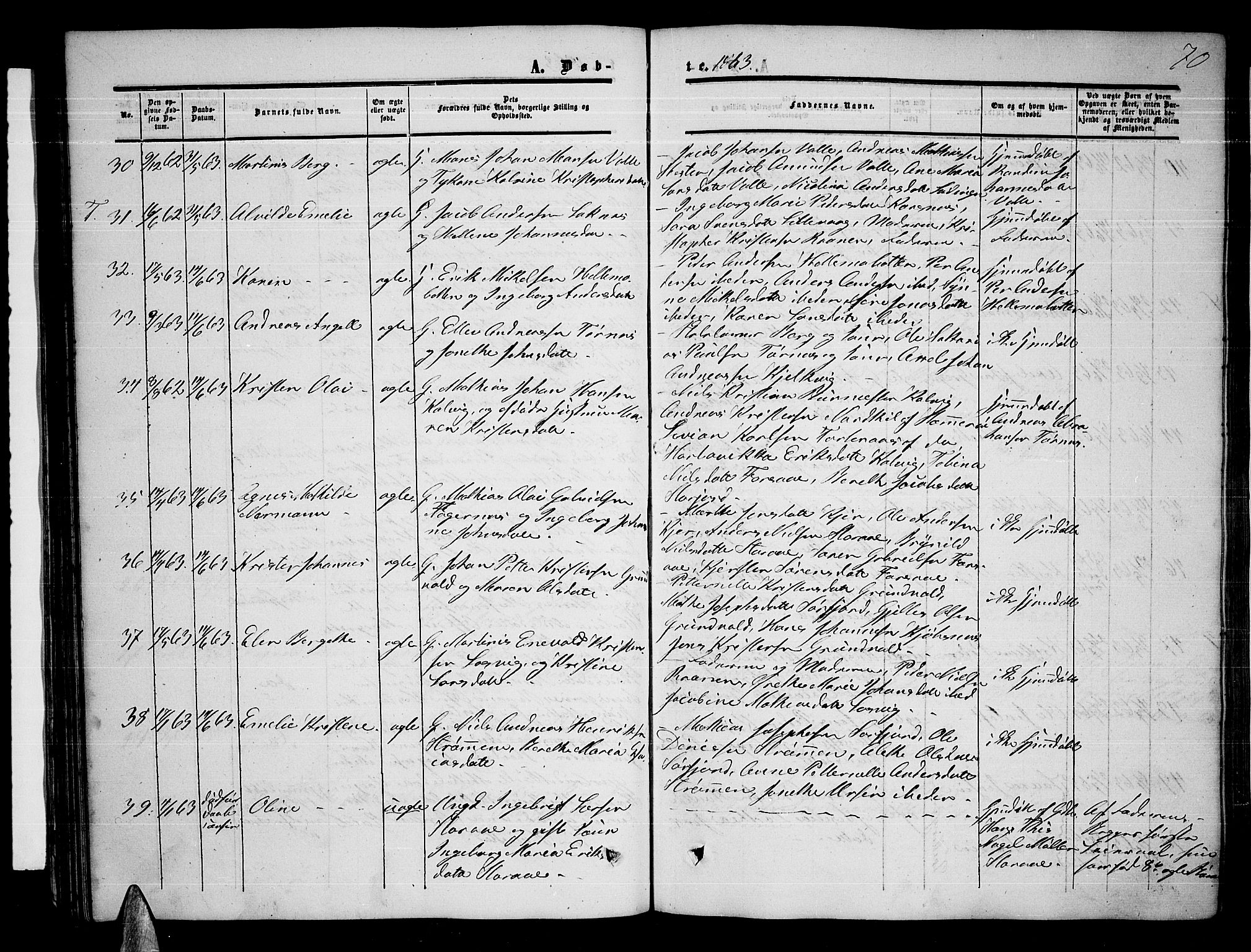 Ministerialprotokoller, klokkerbøker og fødselsregistre - Nordland, AV/SAT-A-1459/872/L1046: Parish register (copy) no. 872C02, 1852-1879, p. 70