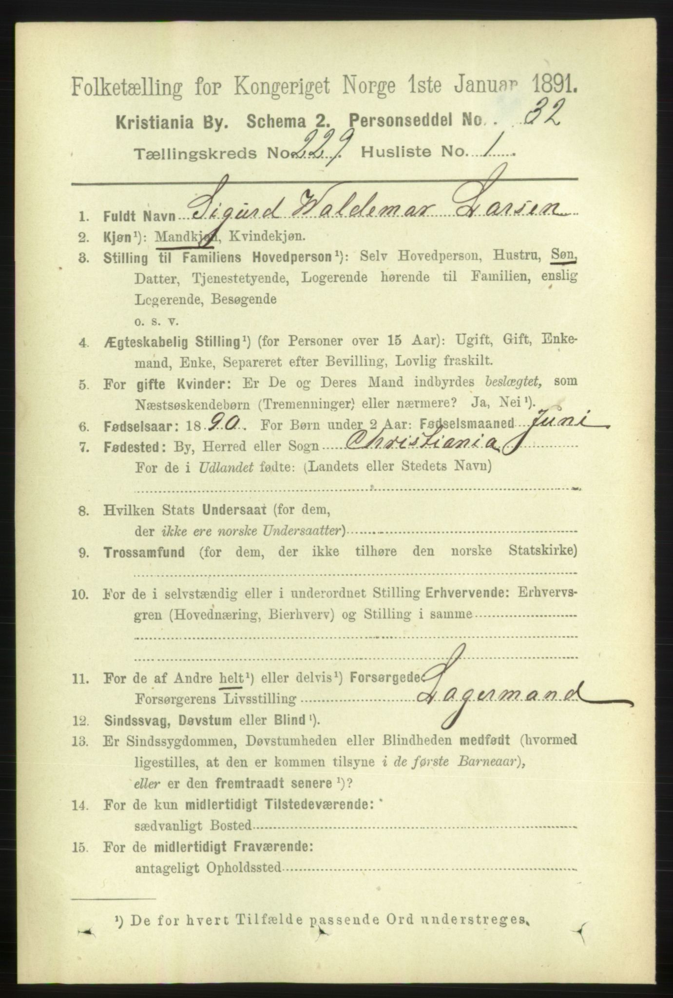 RA, 1891 census for 0301 Kristiania, 1891, p. 140426