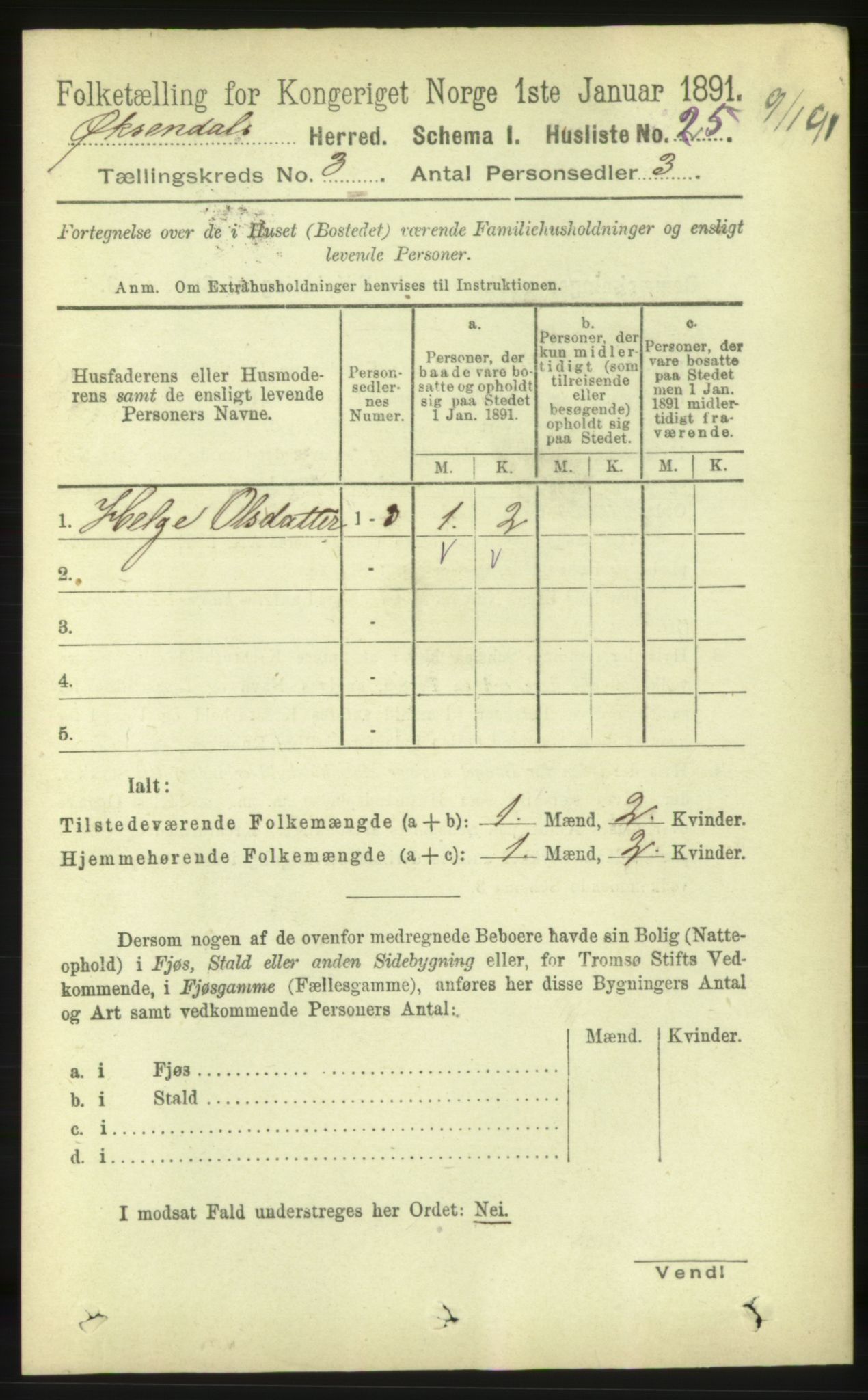 RA, 1891 census for 1561 Øksendal, 1891, p. 596