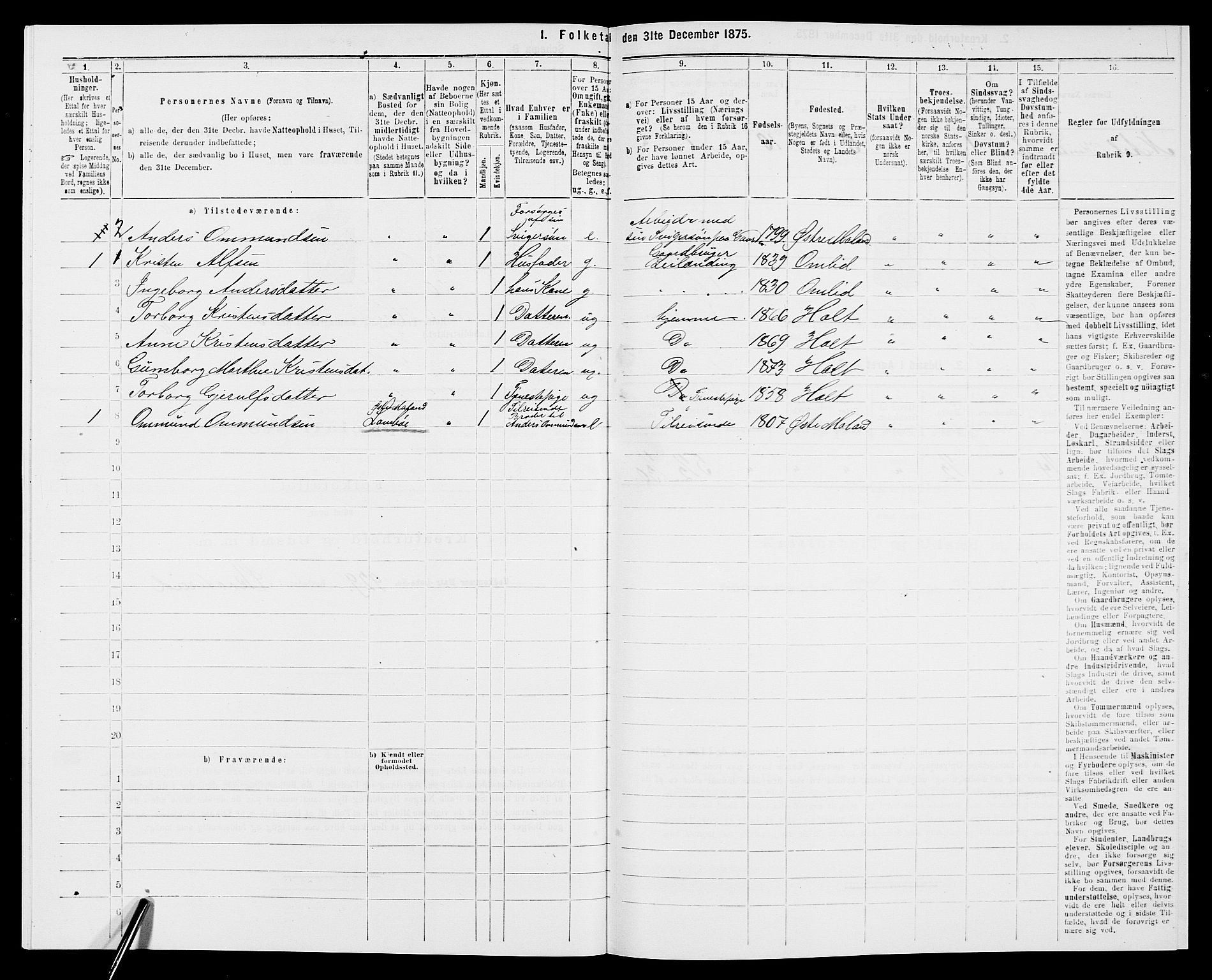 SAK, 1875 census for 0914L Holt/Holt, 1875, p. 417