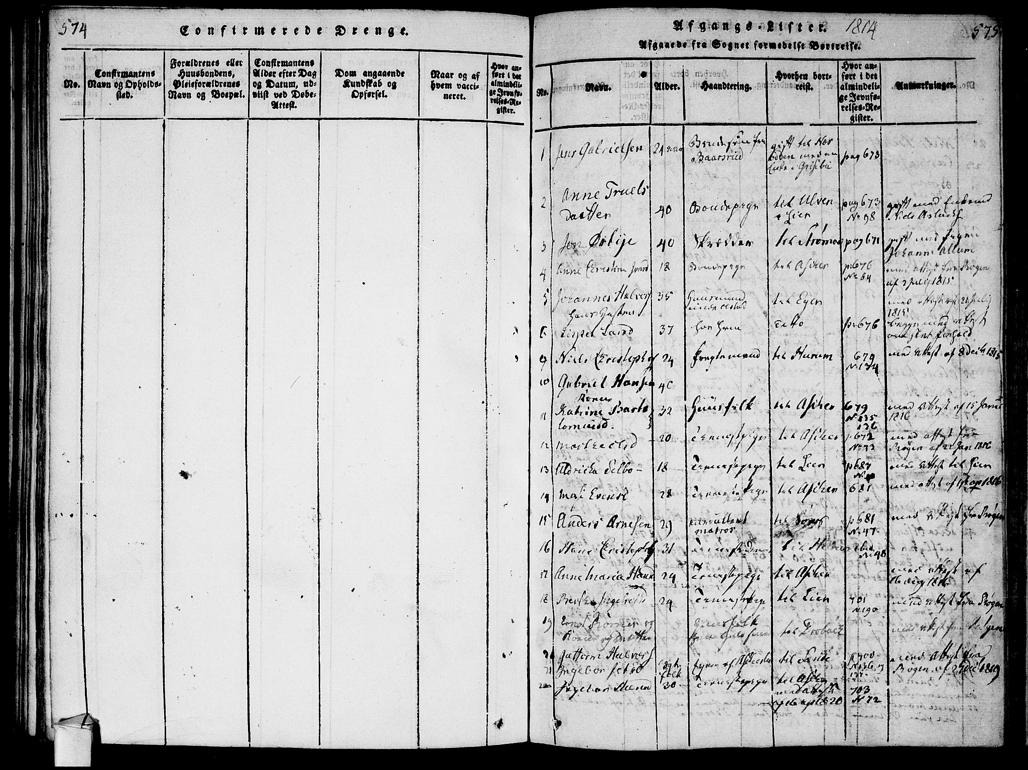 Røyken kirkebøker, SAKO/A-241/F/Fa/L0004: Parish register (official) no. 4, 1814-1832, p. 374-375