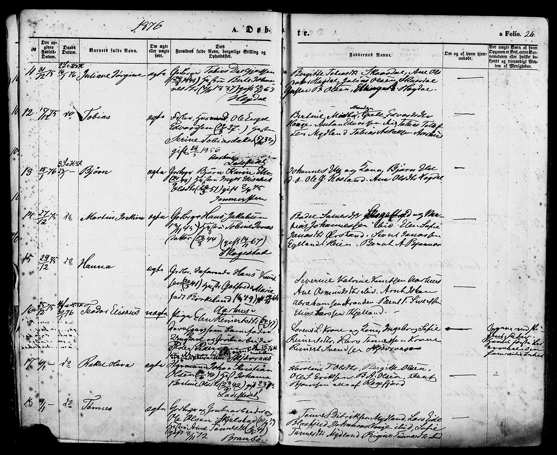 Sokndal sokneprestkontor, AV/SAST-A-101808: Parish register (official) no. A 10, 1874-1886, p. 26