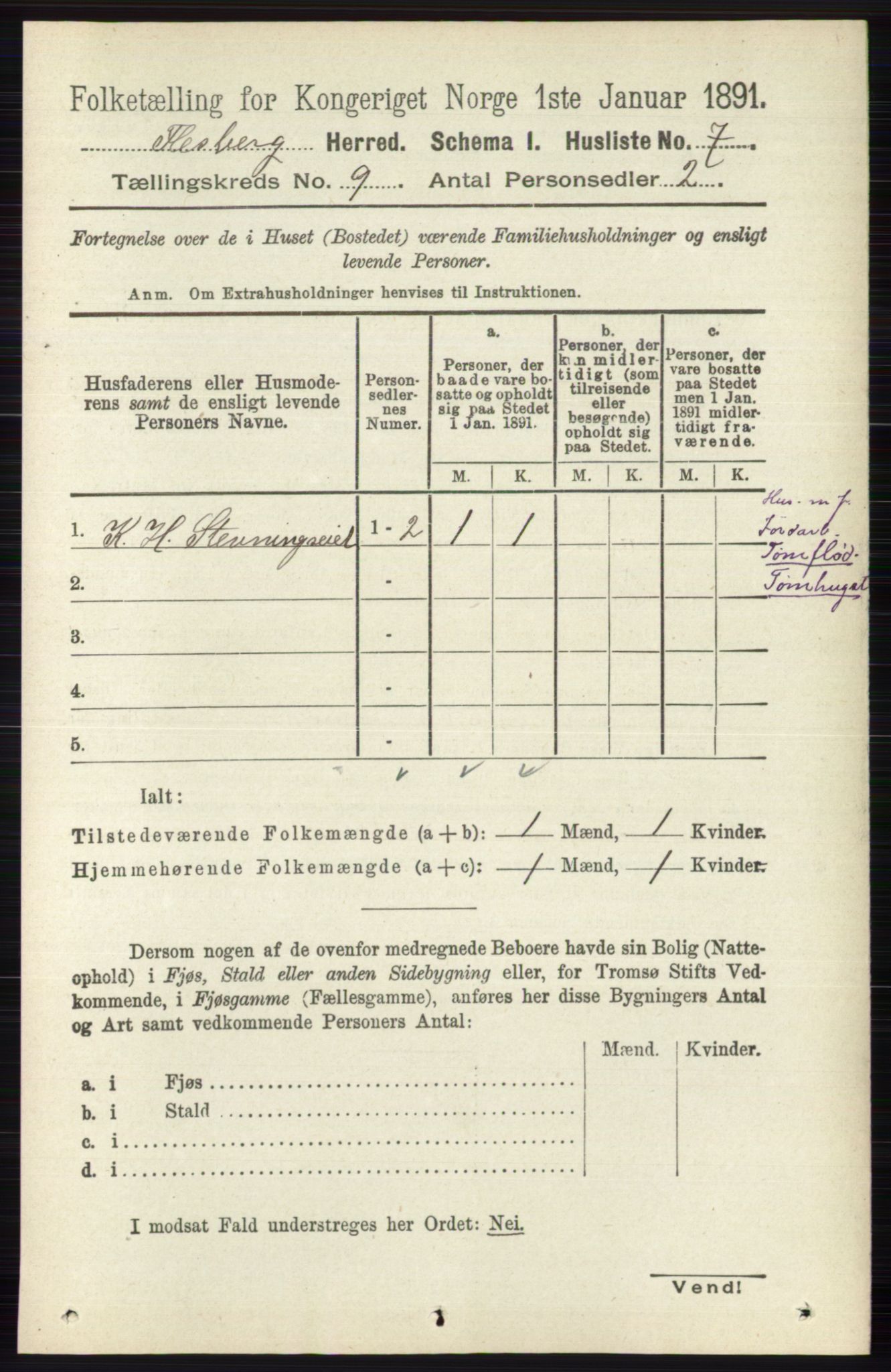 RA, 1891 census for 0631 Flesberg, 1891, p. 1506