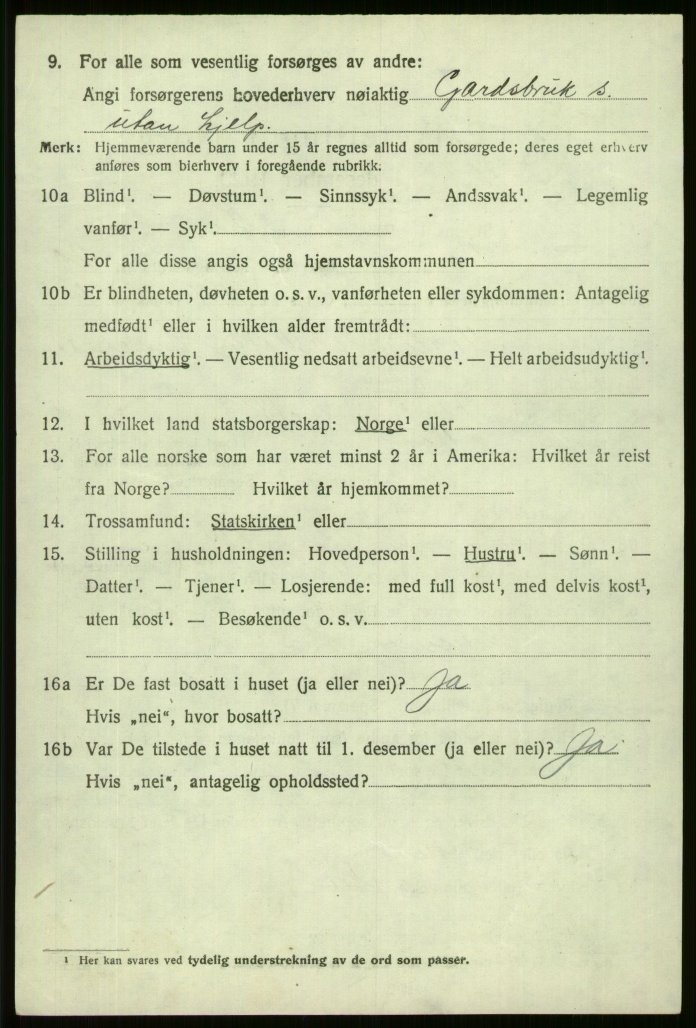 SAB, 1920 census for Voss, 1920, p. 14742