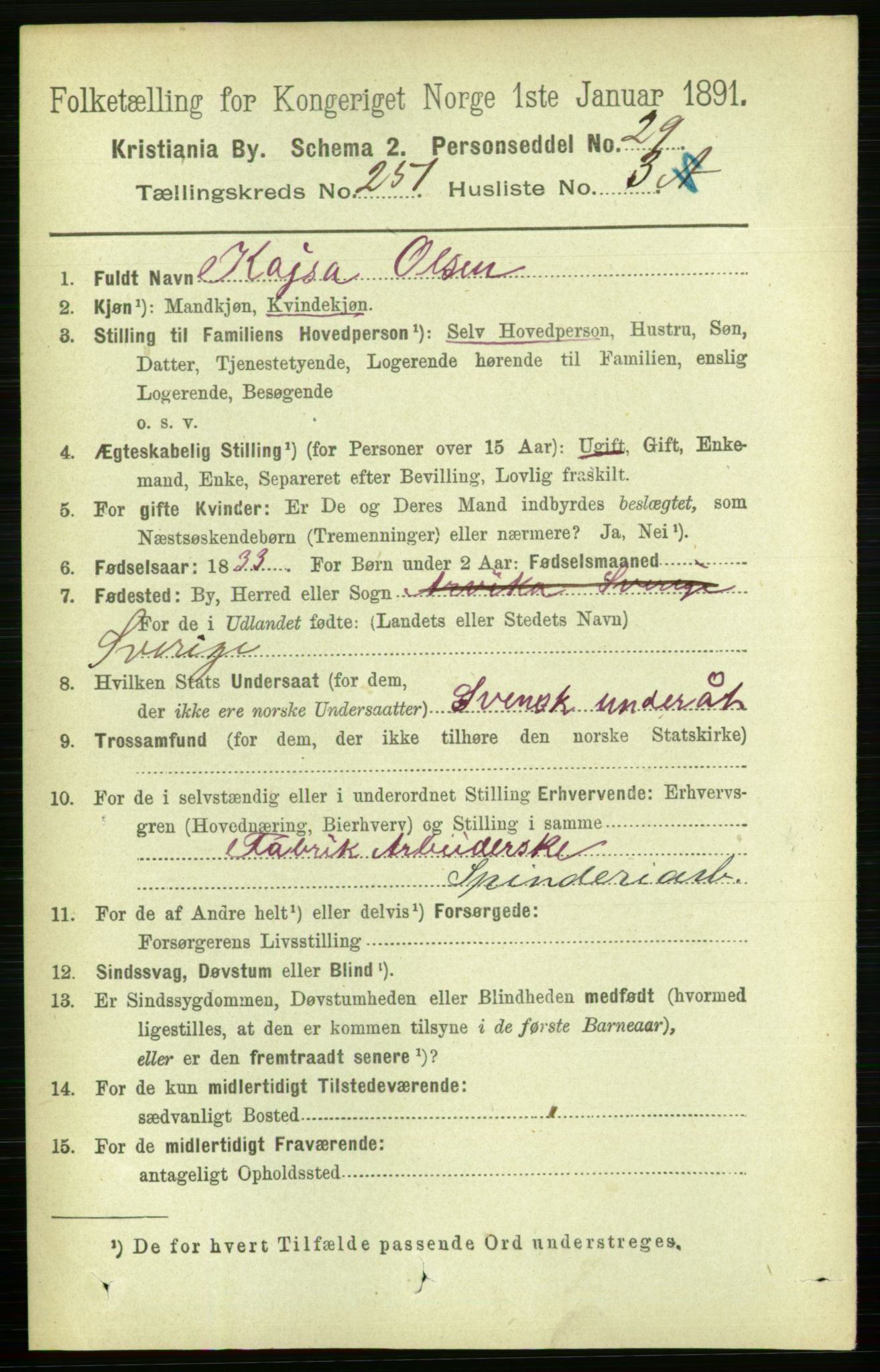 RA, 1891 census for 0301 Kristiania, 1891, p. 153093