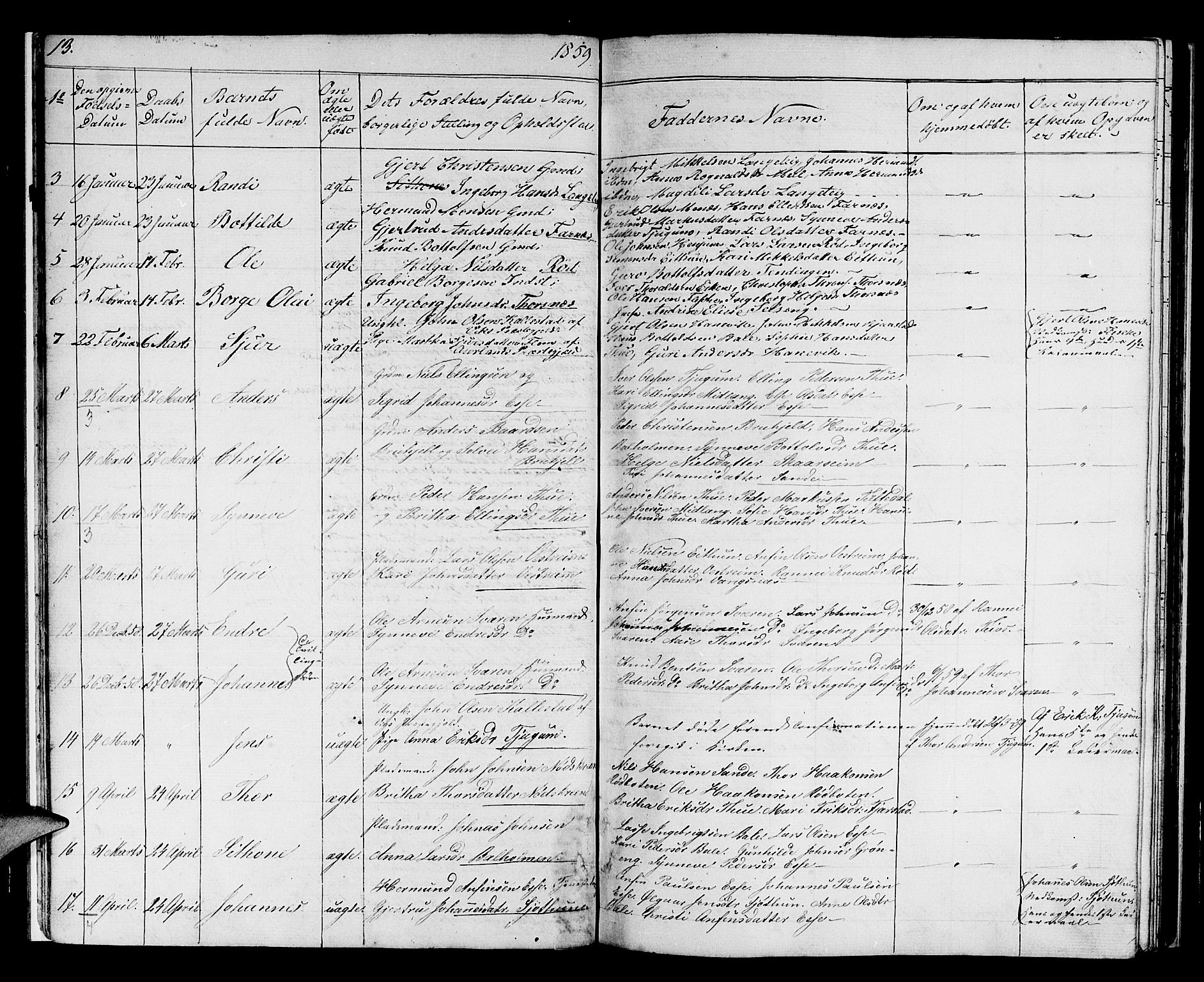 Balestrand sokneprestembete, AV/SAB-A-79601/H/Hab/Haba/L0001: Parish register (copy) no. A 1, 1853-1880, p. 13
