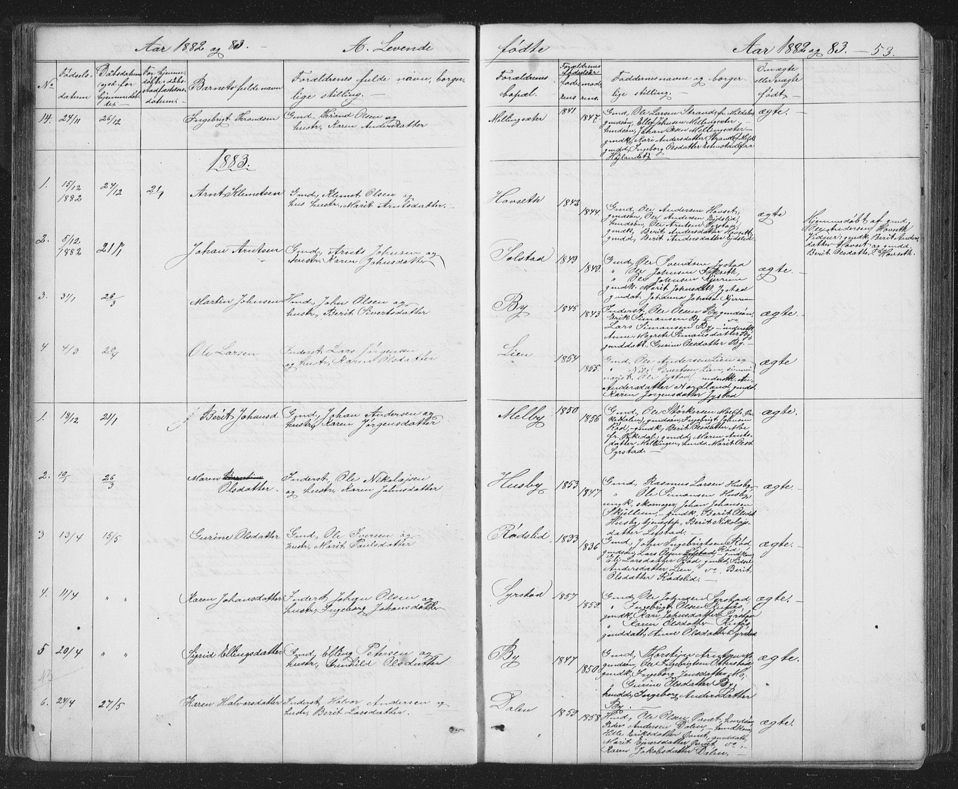 Ministerialprotokoller, klokkerbøker og fødselsregistre - Sør-Trøndelag, SAT/A-1456/667/L0798: Parish register (copy) no. 667C03, 1867-1929, p. 53