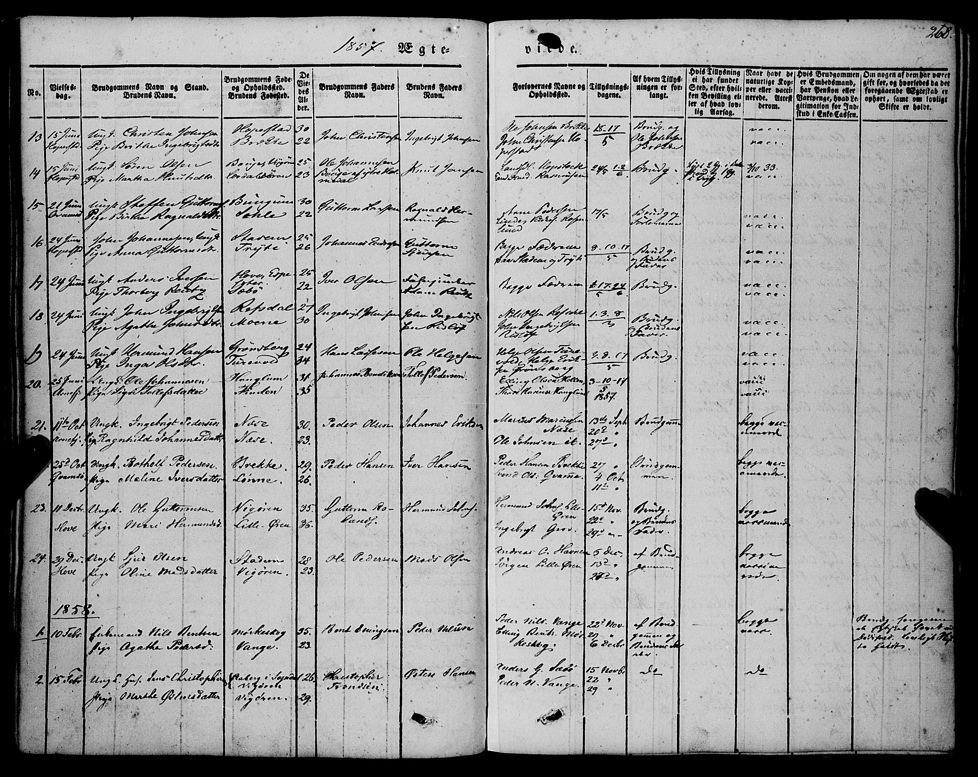 Vik sokneprestembete, AV/SAB-A-81501/H/Haa/Haaa/L0008: Parish register (official) no. A 8, 1846-1865, p. 268