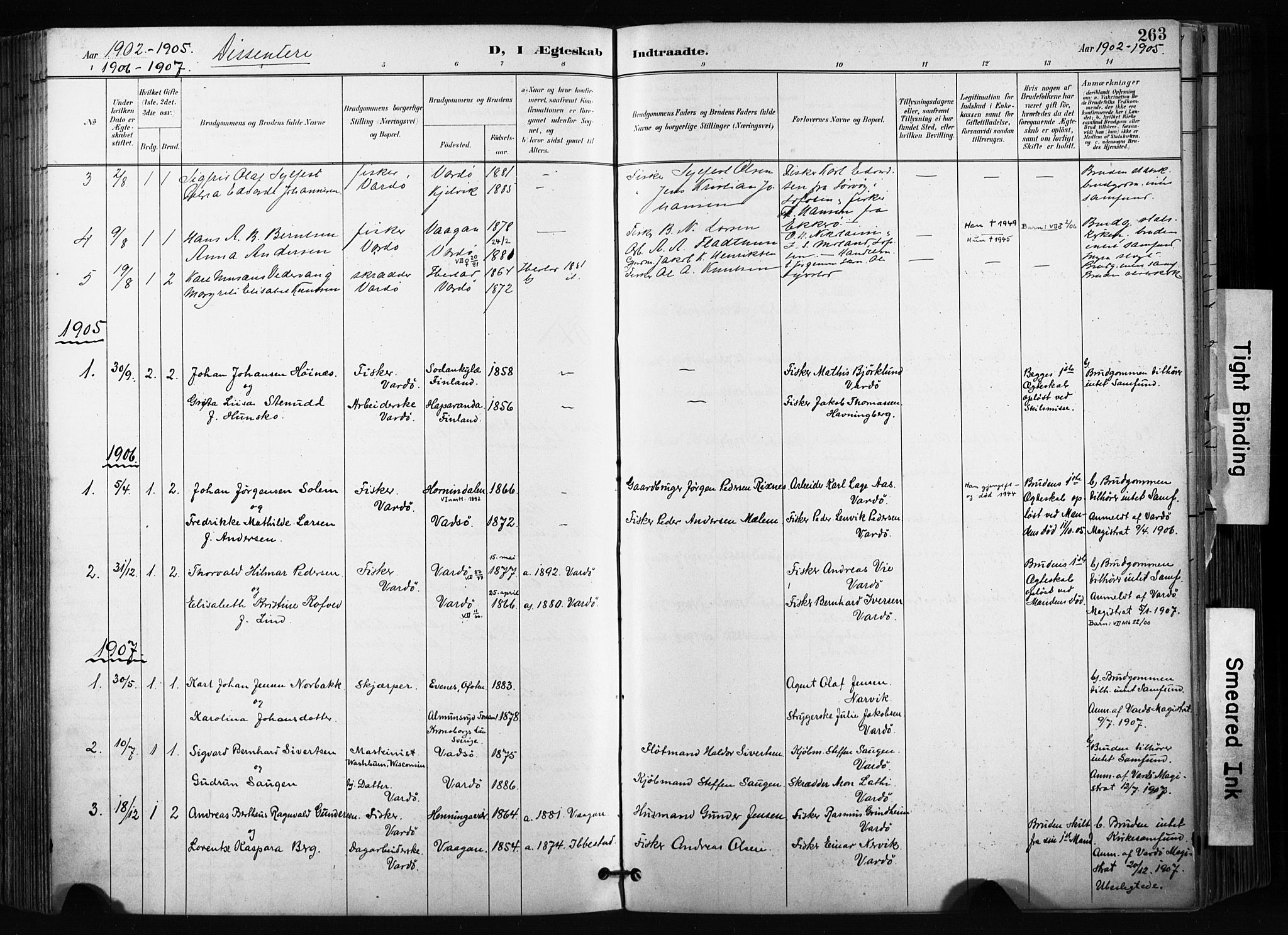 Vardø sokneprestkontor, SATØ/S-1332/H/Ha/L0010kirke: Parish register (official) no. 10, 1895-1907, p. 263