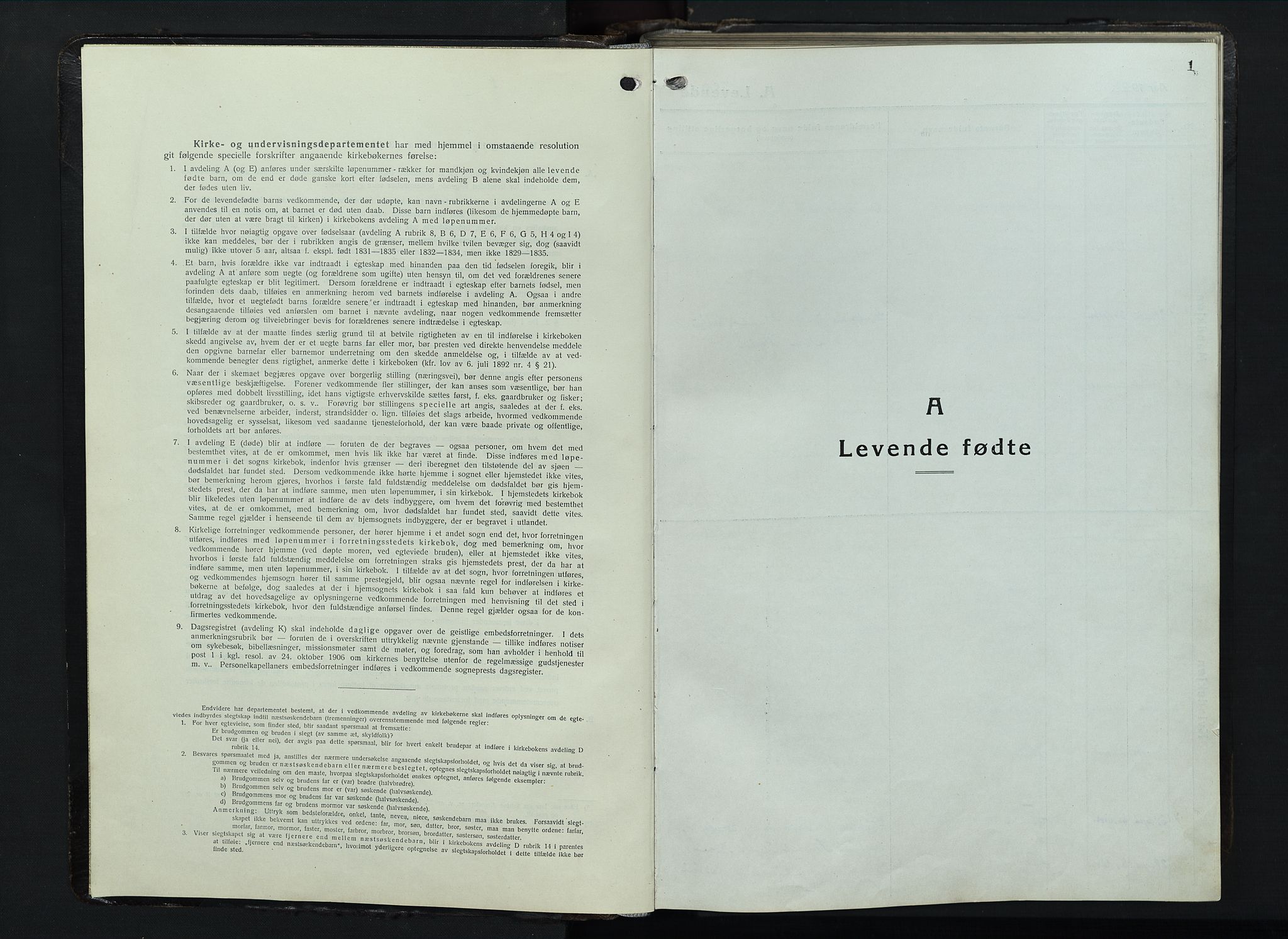 Balke prestekontor, SAH/PREST-106/H/Ha/Hab/L0001: Parish register (copy) no. 1, 1920-1955, p. 1