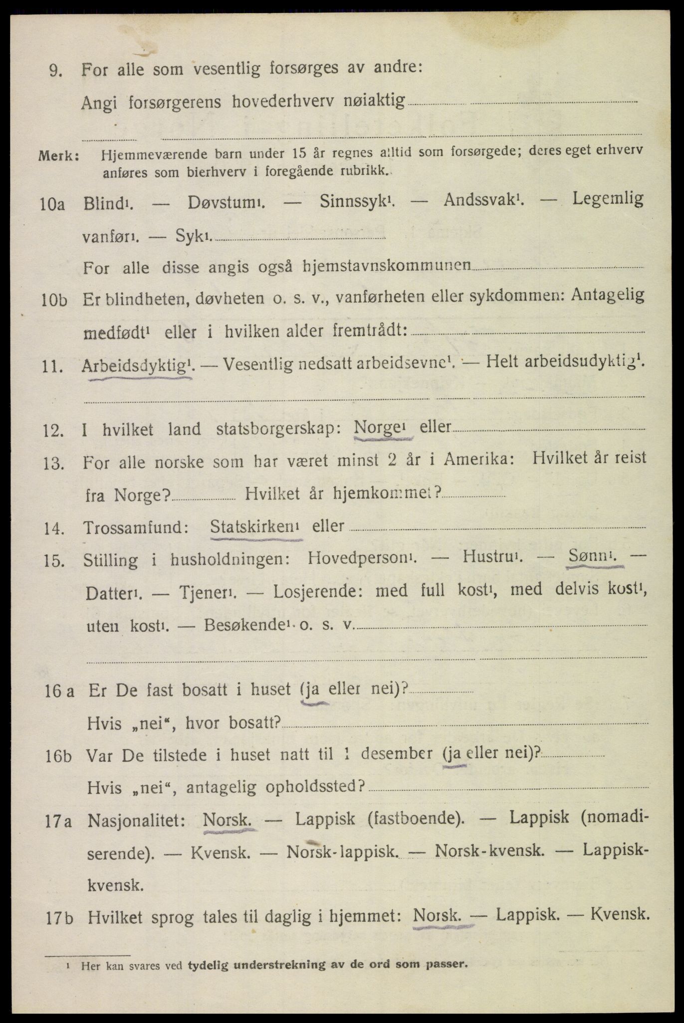 SAT, 1920 census for Gimsøy, 1920, p. 3088