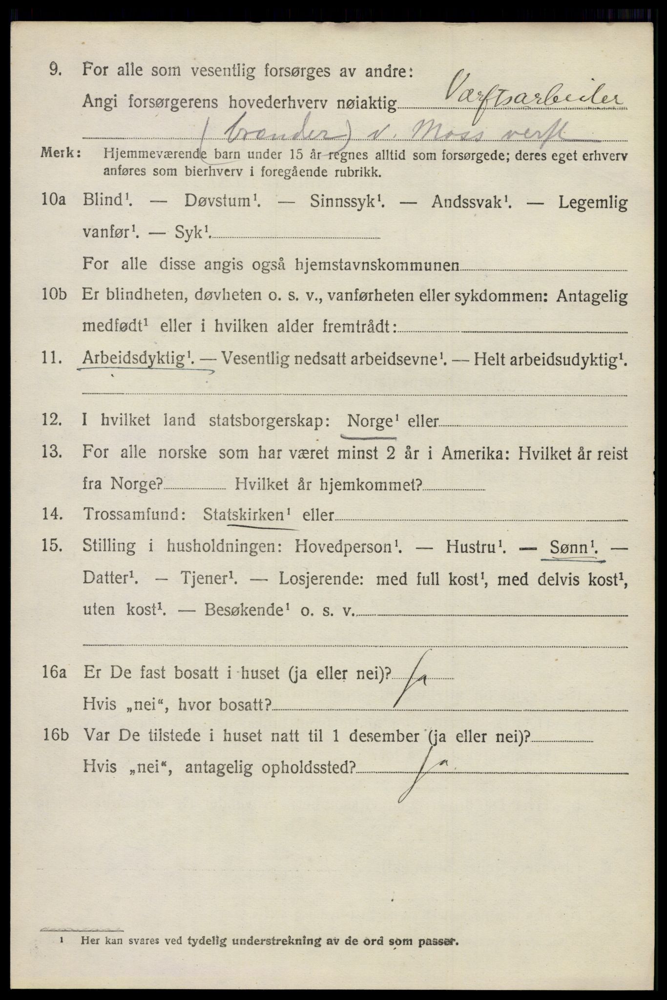 SAO, 1920 census for Moss land district, 1920, p. 4800