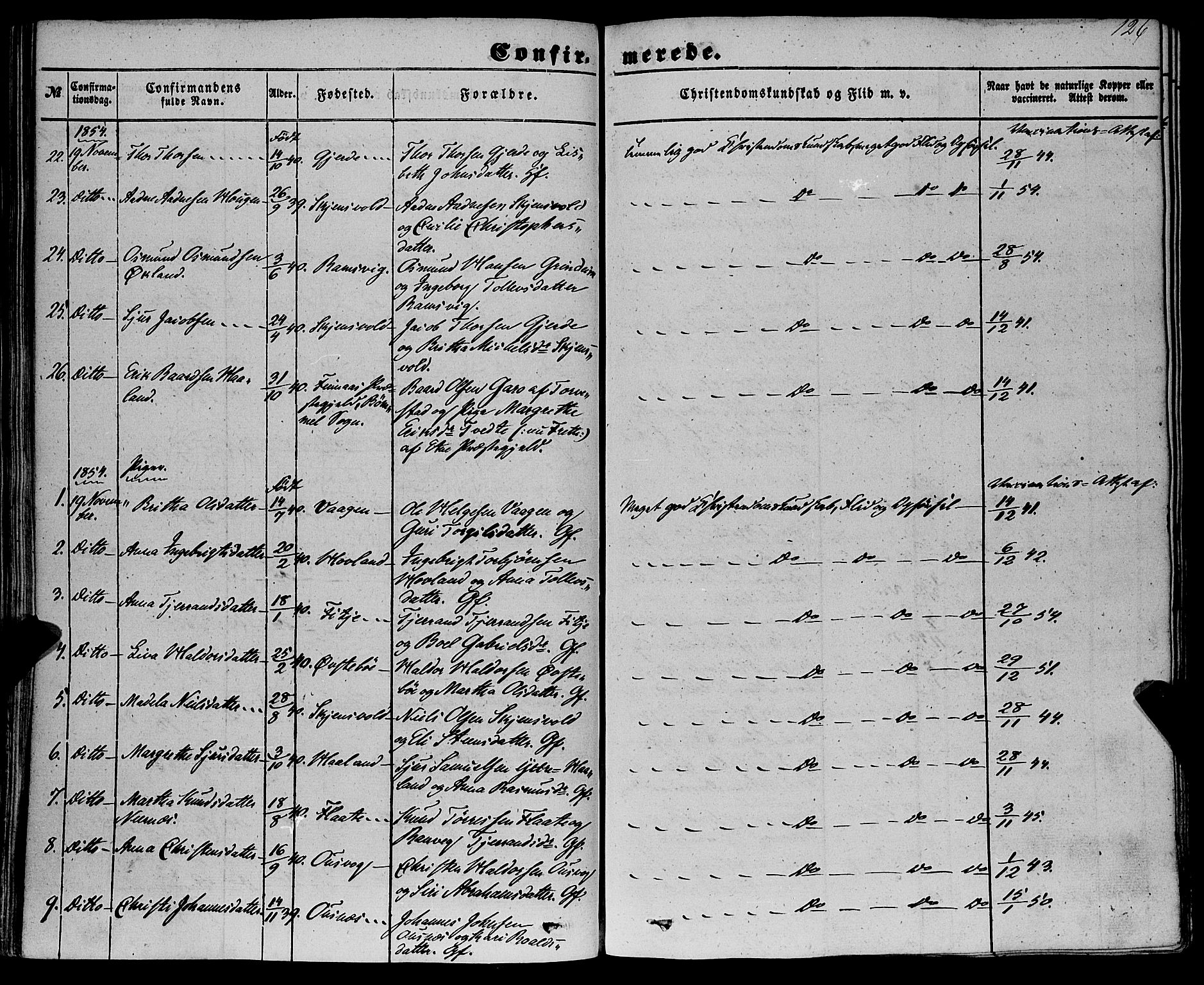 Etne sokneprestembete, AV/SAB-A-75001/H/Haa: Parish register (official) no. A 8, 1848-1862, p. 126