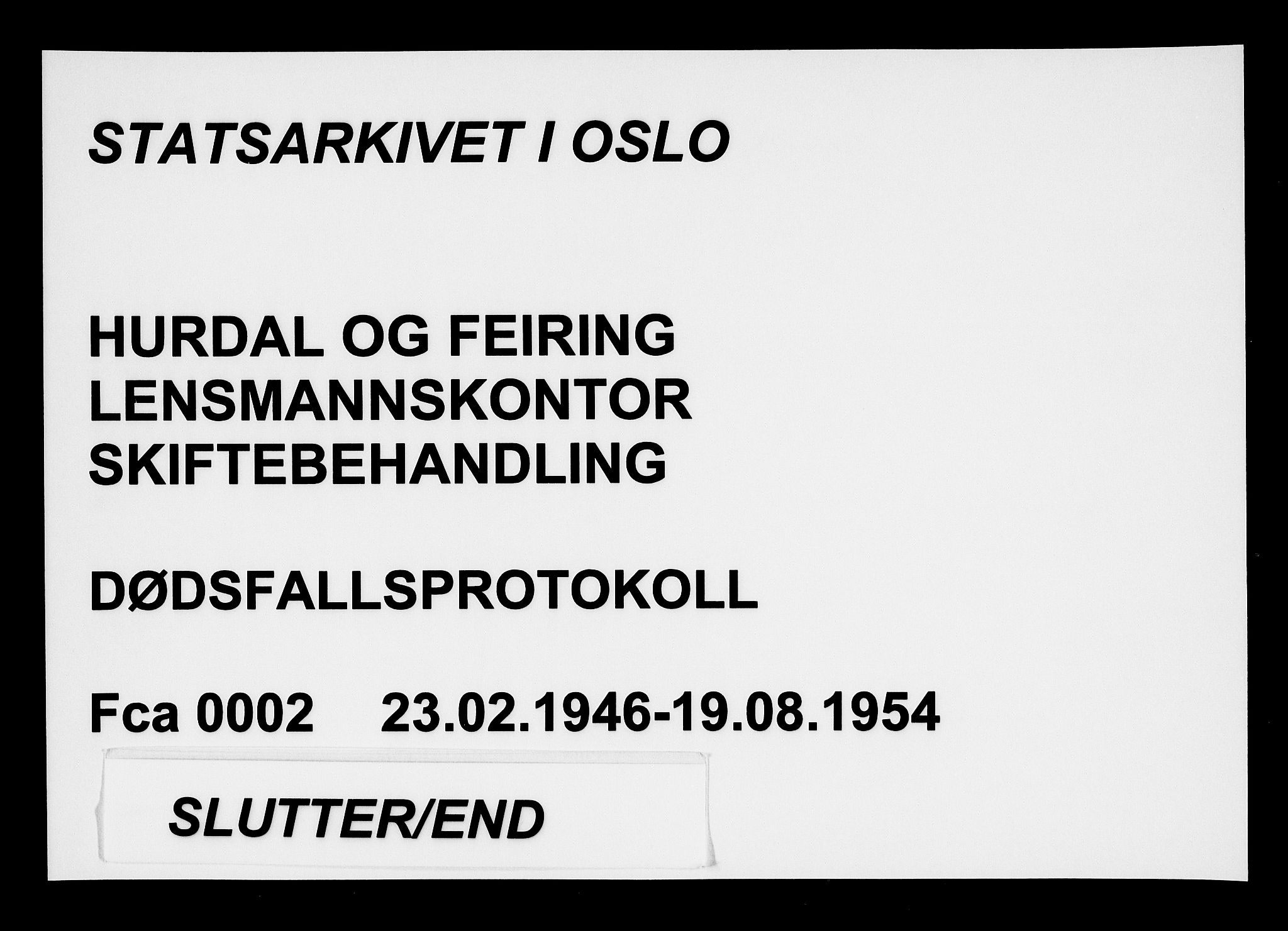 Hurdal og Feiring  lensmannskontor, AV/SAO-A-10266b/H/Ha/Haa/L0002: Dødsfallprotokoll, 1946-1954