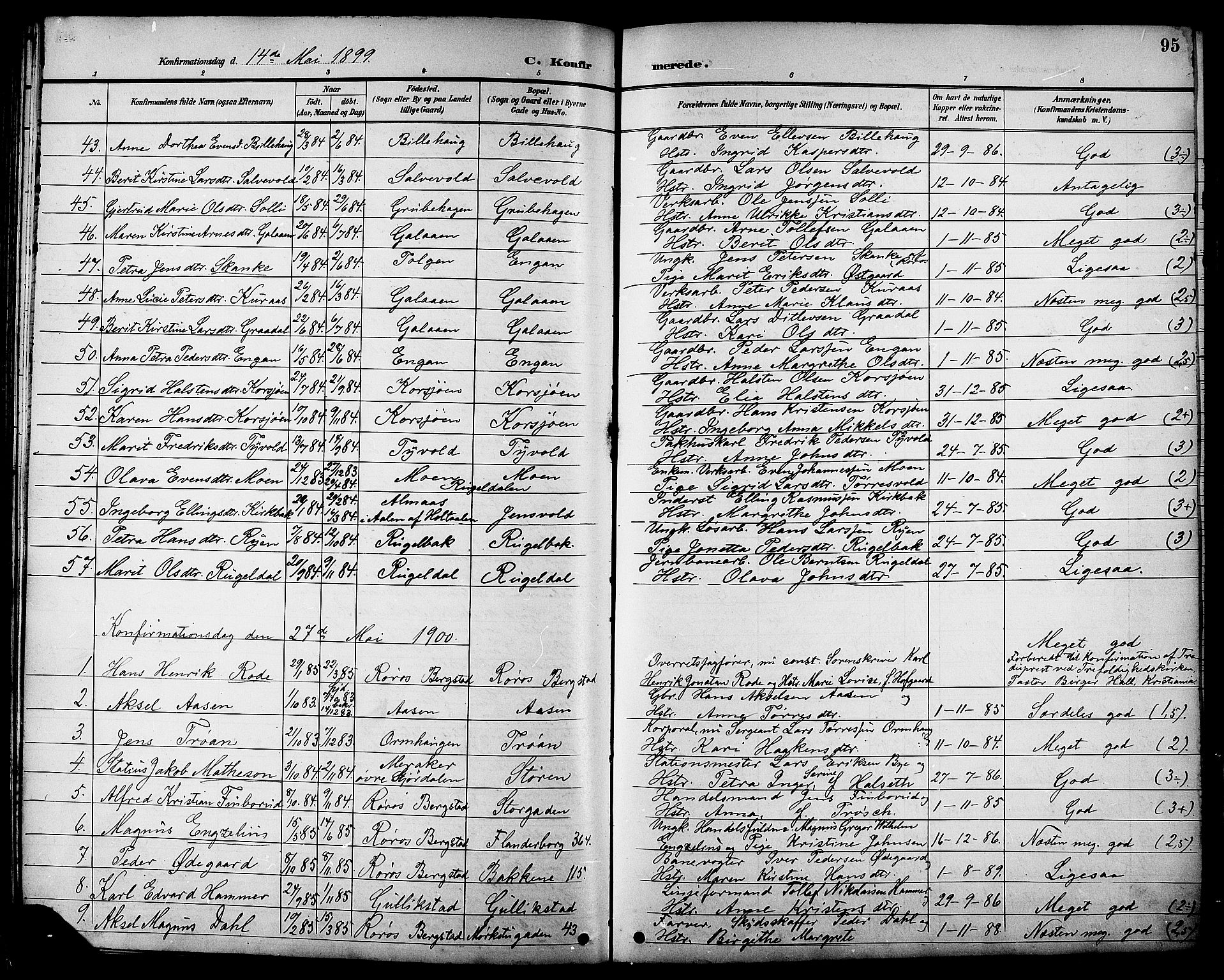 Ministerialprotokoller, klokkerbøker og fødselsregistre - Sør-Trøndelag, SAT/A-1456/681/L0941: Parish register (copy) no. 681C05, 1896-1905, p. 95