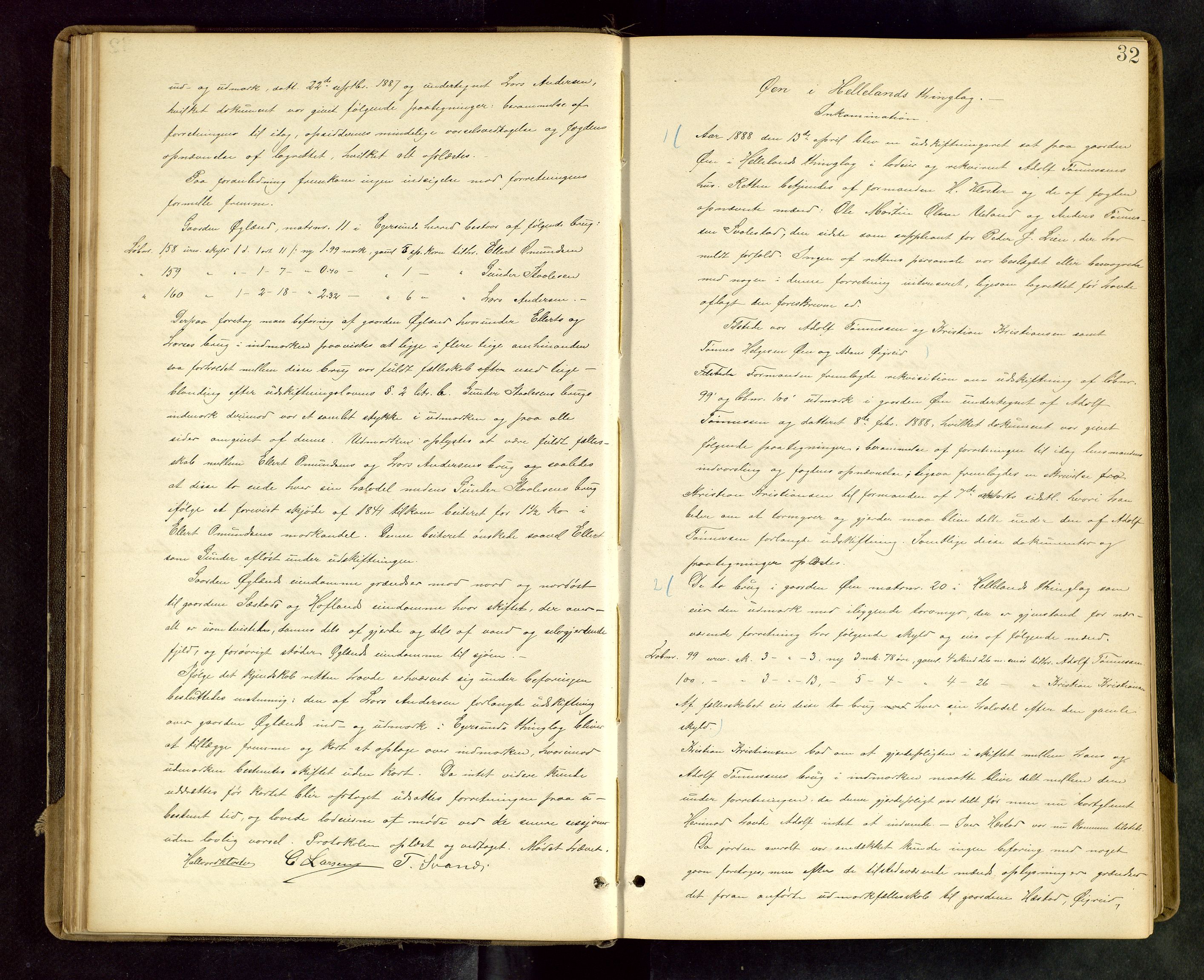 Rogaland jordskifterett, AV/SAST-A-102426/Oa/L0049: Forhandlingsprotokoll, 1887-1892, p. 32