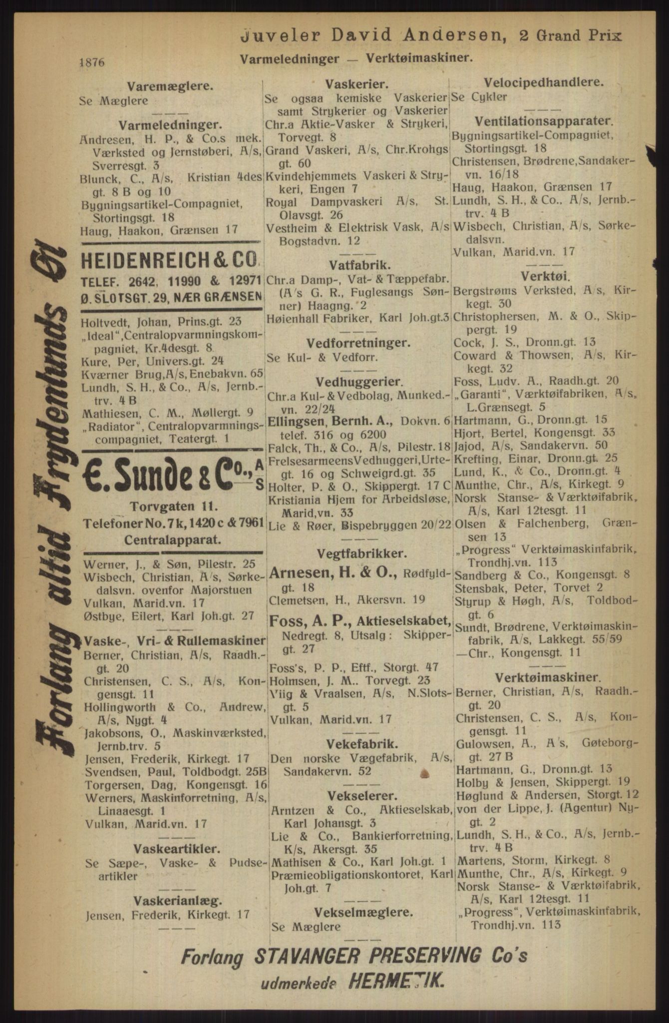Kristiania/Oslo adressebok, PUBL/-, 1914, p. 1876