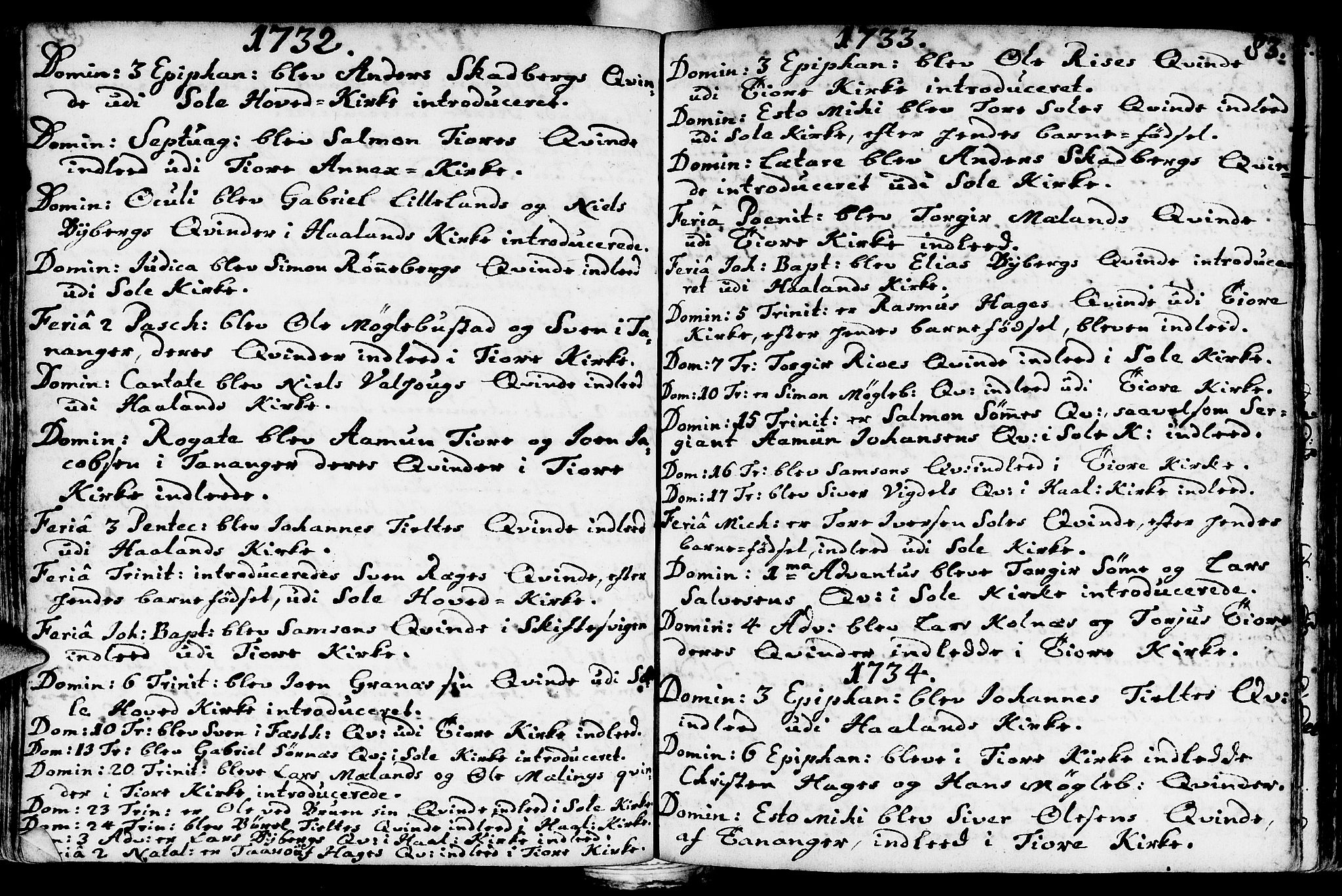 Håland sokneprestkontor, SAST/A-101802/001/30BA/L0002: Parish register (official) no. A 2, 1722-1794, p. 83