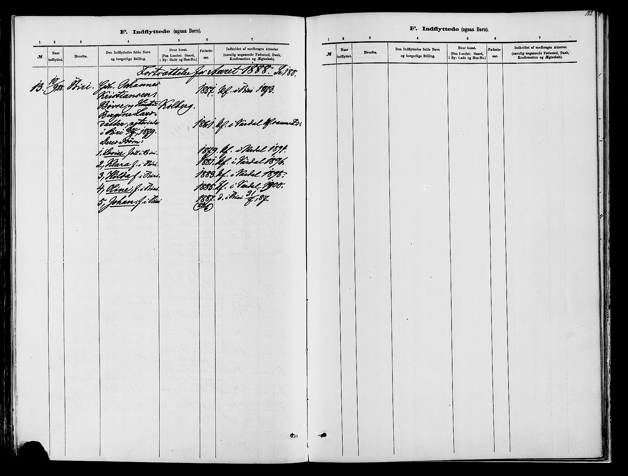 Vardal prestekontor, SAH/PREST-100/H/Ha/Haa/L0009: Parish register (official) no. 9, 1878-1892, p. 182